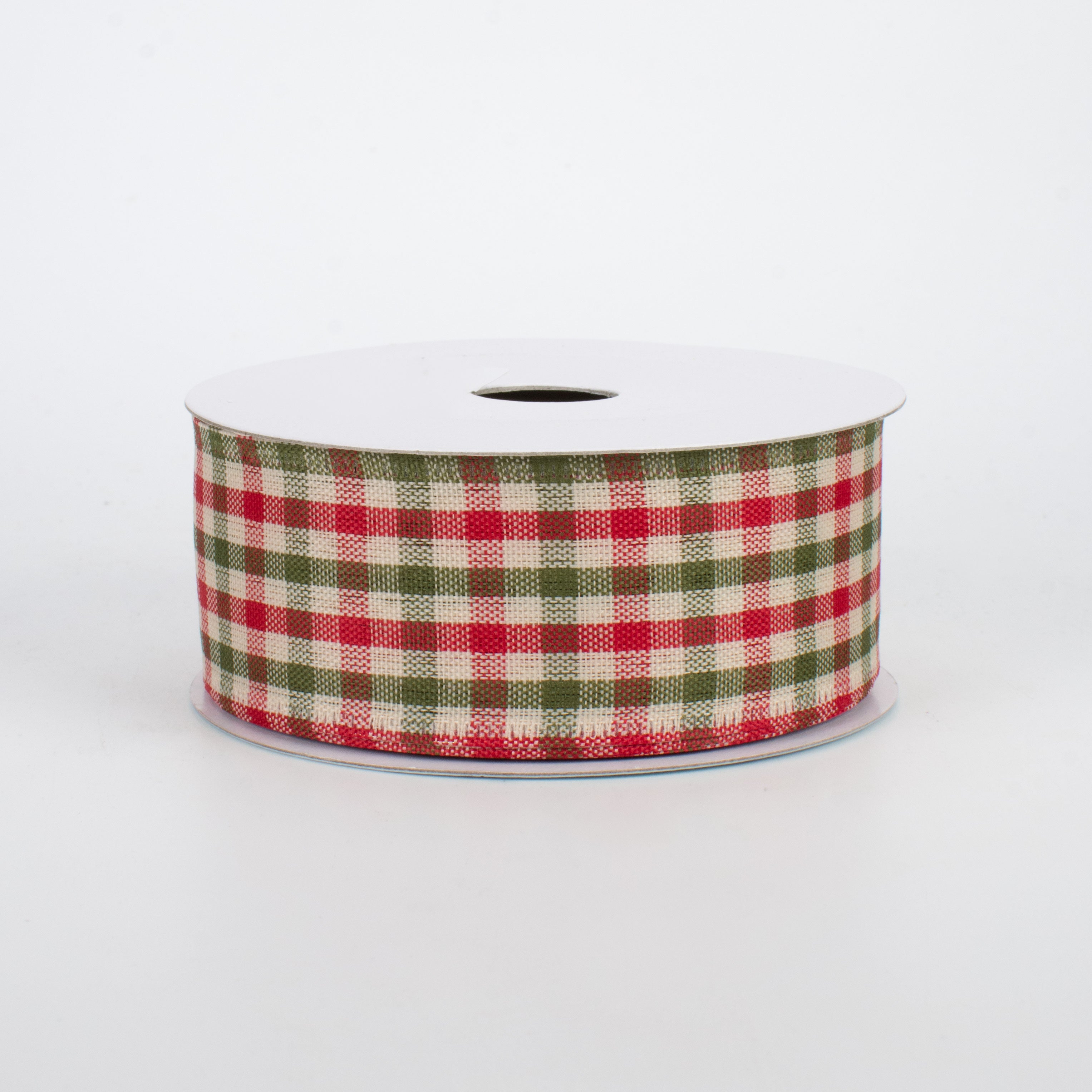 1.5 Inch Primitive Gingham Check Ribbon - 10 Yards Red, Moss & Ivory Cotton Craft Ribbon for Gift Wrapping, DIY Projects, Hair Bows and Home Decor