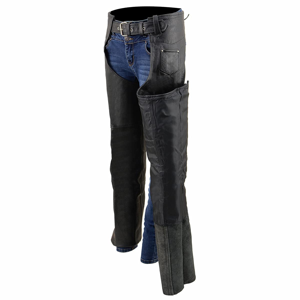 Milwaukee Leather SH2013 Kids Unisex Black Classic Leather Chaps - 3X-Large | Durable Motorcycle Riding Gear for Boys & Girls | Perfect for Bike Rides, Rodeos & Outdoor Adventures
