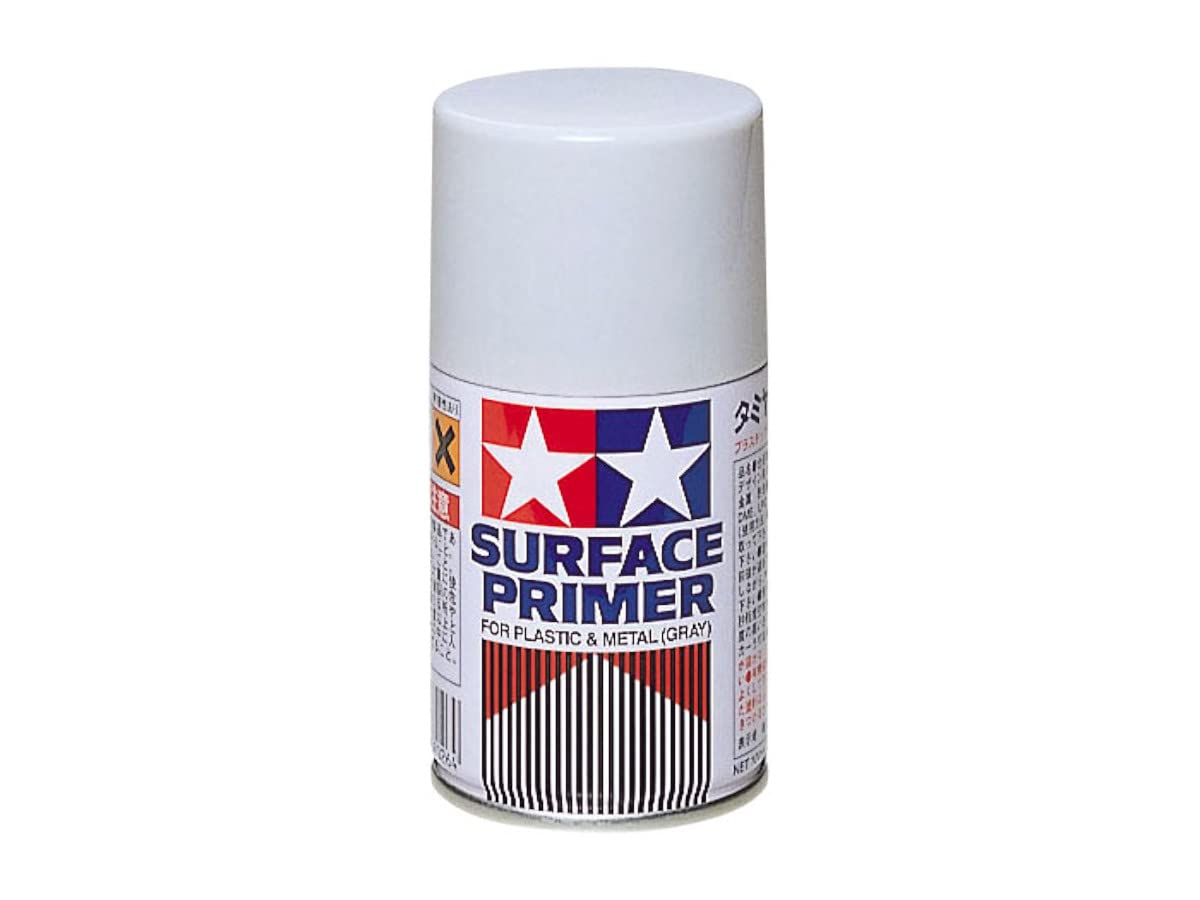 Tamiya America, Inc Surface Spray Primer - Gray (TAM87026) | High-Quality Model Car Primer for Airbrushing & Painting | Perfect for Scale Models, Miniatures & DIY Crafts
