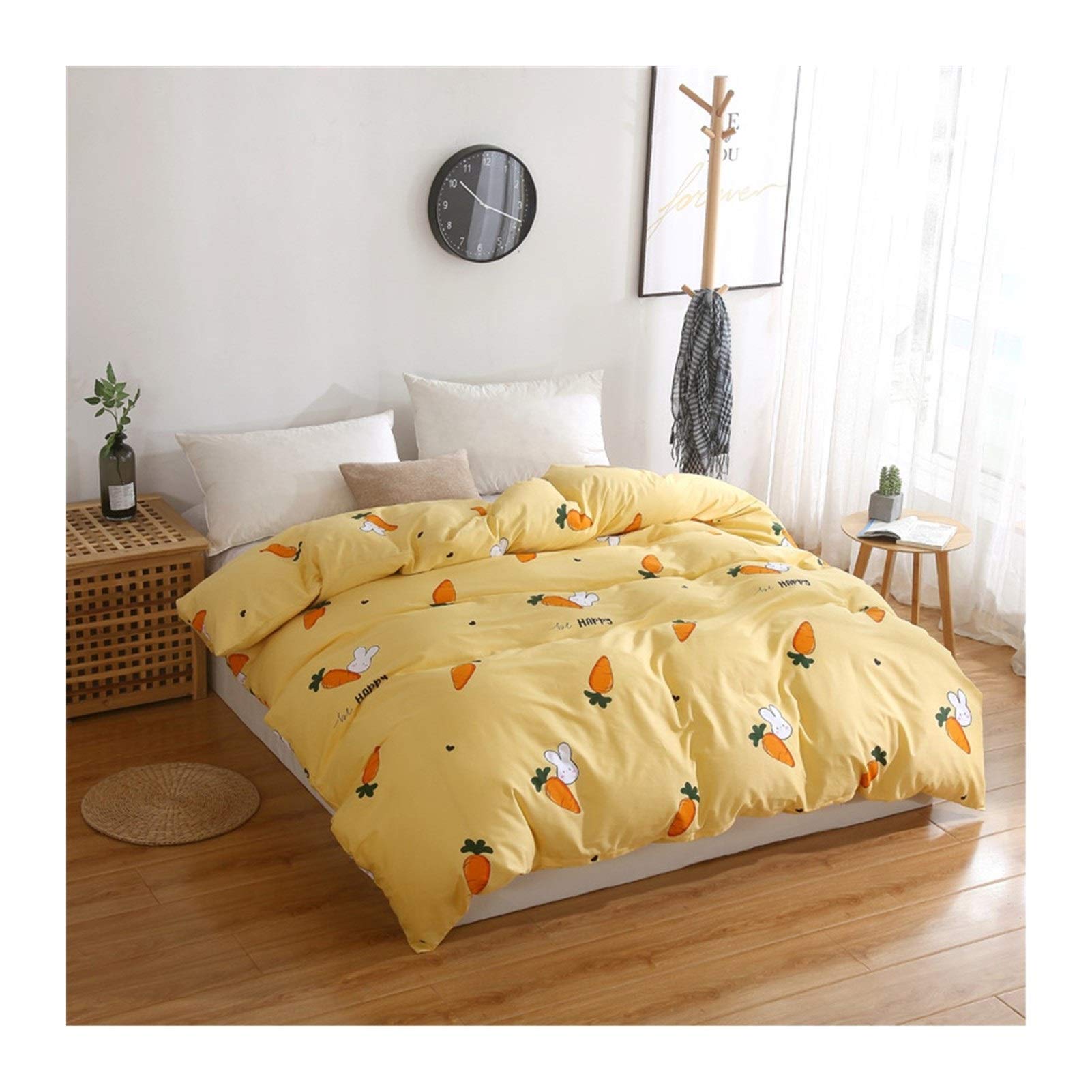 Premium 100% Cotton Striped Floral Printed Duvet Cover Set - Soft & Breathable Bedding for King Size (220x240cm) - Perfect for Master Bedroom, Guest Room & Hotel Decor
