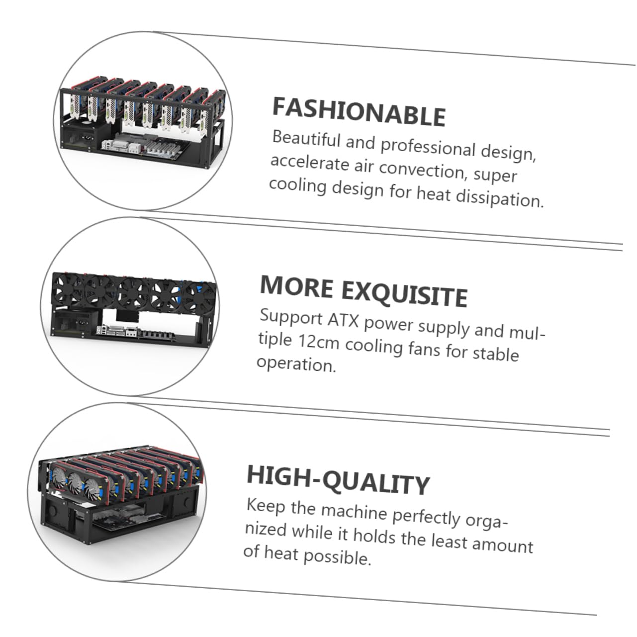 Hemobllo Open Air Mining GPU Case - 6/8 GPU Storage Frame for Cryptocurrency Mining Rigs | Easy Installation Computer Accessory | Perfect for Ethereum, Bitcoin & Crypto Mining Setups