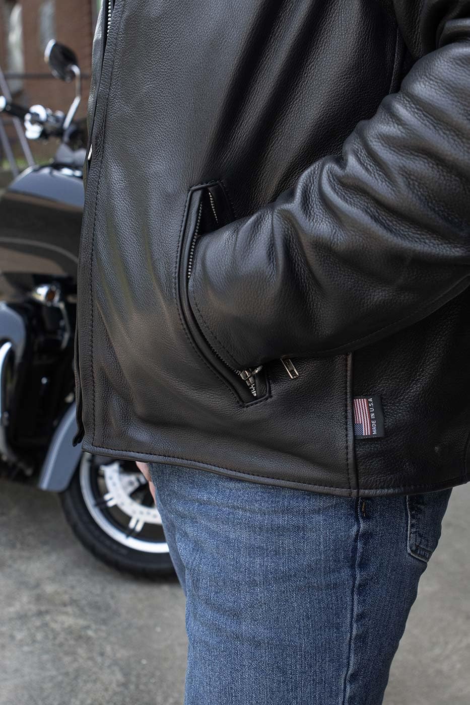 Milwaukee Leather MLJKM5006 Premium Black Motorcycle Jacket for Men | Genuine USA-Made Leather | Riding Protection & Cool Style for Bikers, Cruisers & Road Trips