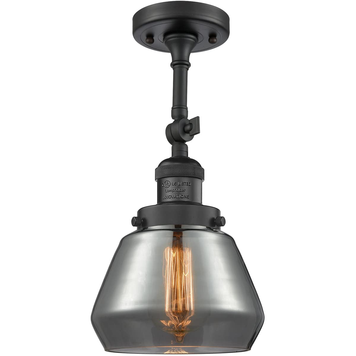 Innovations 201F-BK-G173-LED Modern Semi-Flush Mount Ceiling Light Fixture in Matte Black - Perfect for Bedroom, Kitchen, or Hallway Lighting