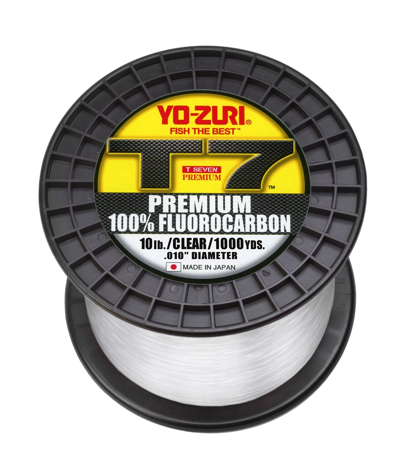 Yo-Zuri T7-10LB-CL-1000YD Premium Fluorocarbon Fishing Line - 10LB Test Strength, 1000 Yard Spool, Clear - Ideal for Bass, Trout & Saltwater Fishing