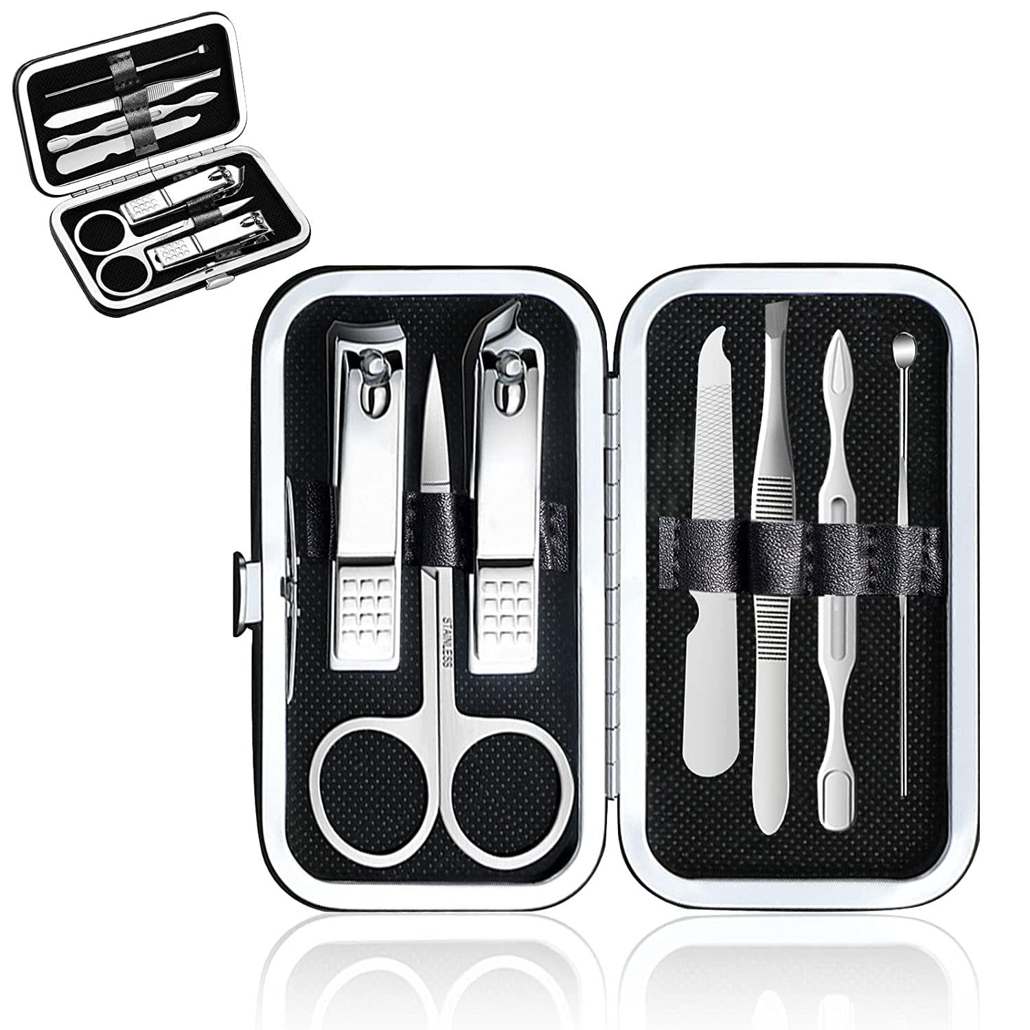 Professional 7-Piece Manicure Set - Stainless Steel Nail Clippers & Grooming Tools with Luxury PU Leather Case - Perfect Gift for Men, Women, Friends & Parents - Ideal for Travel, Home & Salon Nail Care