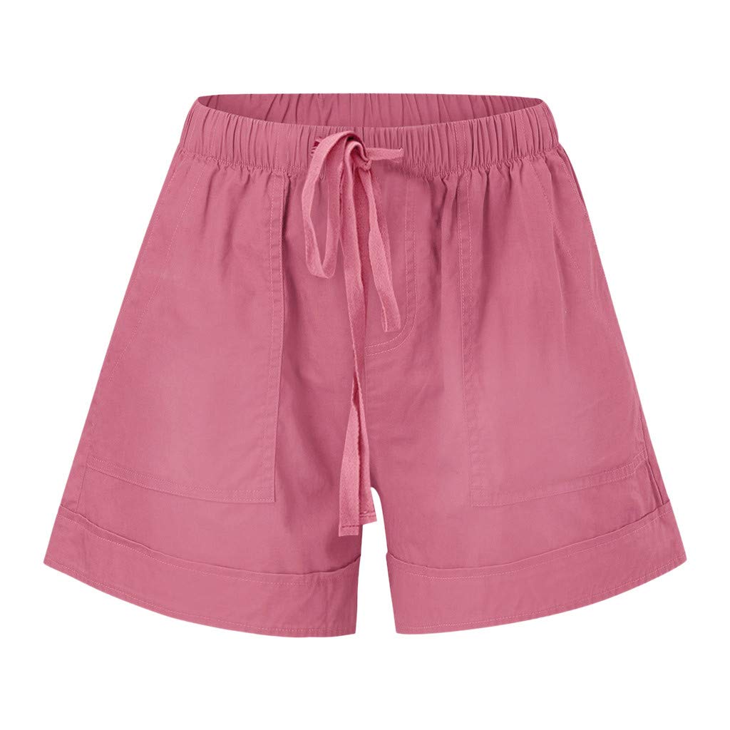 Women's Elastic Waist Yoga Shorts - Athletic Workout & Running Shorts for Summer