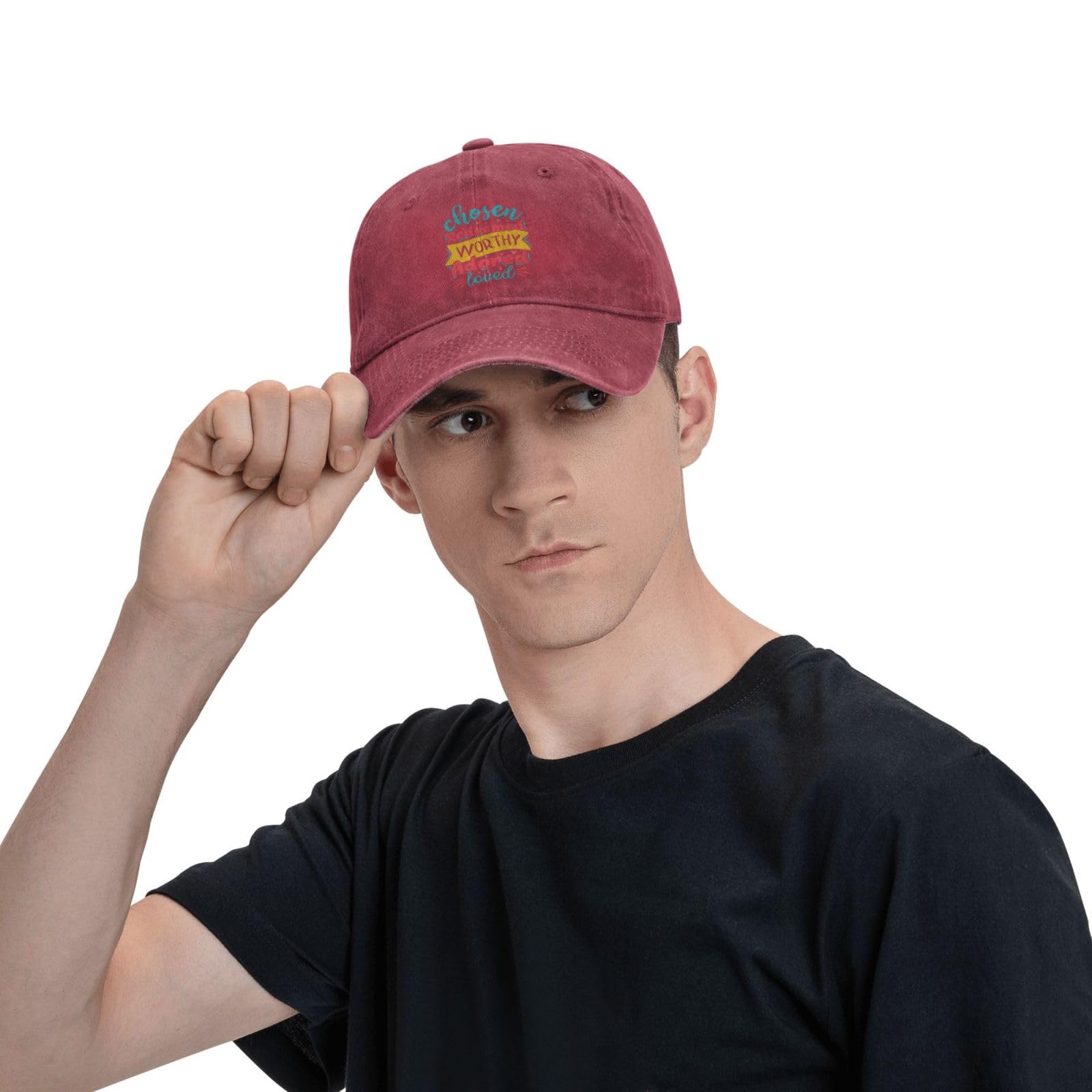 Chosen Redeemed Worthy Adored Loved Unisex Denim Trucker Cap - Baseball Dad Hat for Men & Women - Perfect for Casual Outings, Sports Events & Everyday Wear