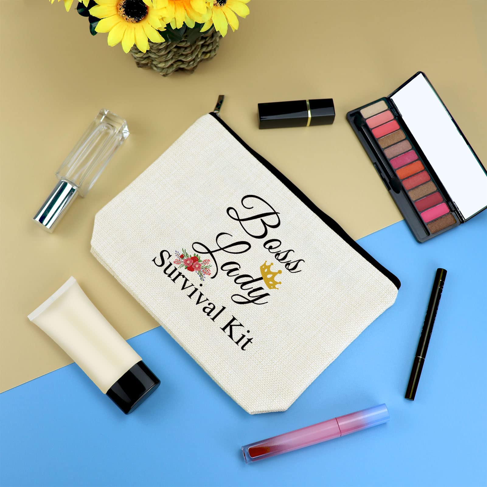 Stylish Boss Lady Makeup Bag - Premium Cosmetic Organizer for Women, Perfect for Travel & Daily Use - Ideal Boss Appreciation, Retirement, Birthday, Christmas & Thanksgiving Gift - Durable Travel Toiletry Pouch for Work, Office & Vacation