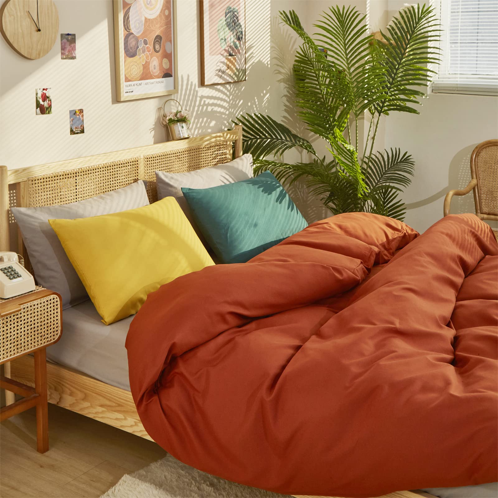 Premium Cottonight Burnt Orange Comforter Set - California King Size, Soft Breathable Caramel Bedding with Rust & Terracotta Accents - Cozy Quilted Blanket for Women & Men - Perfect for Master Bedrooms, Guest Rooms & Winter Warmth