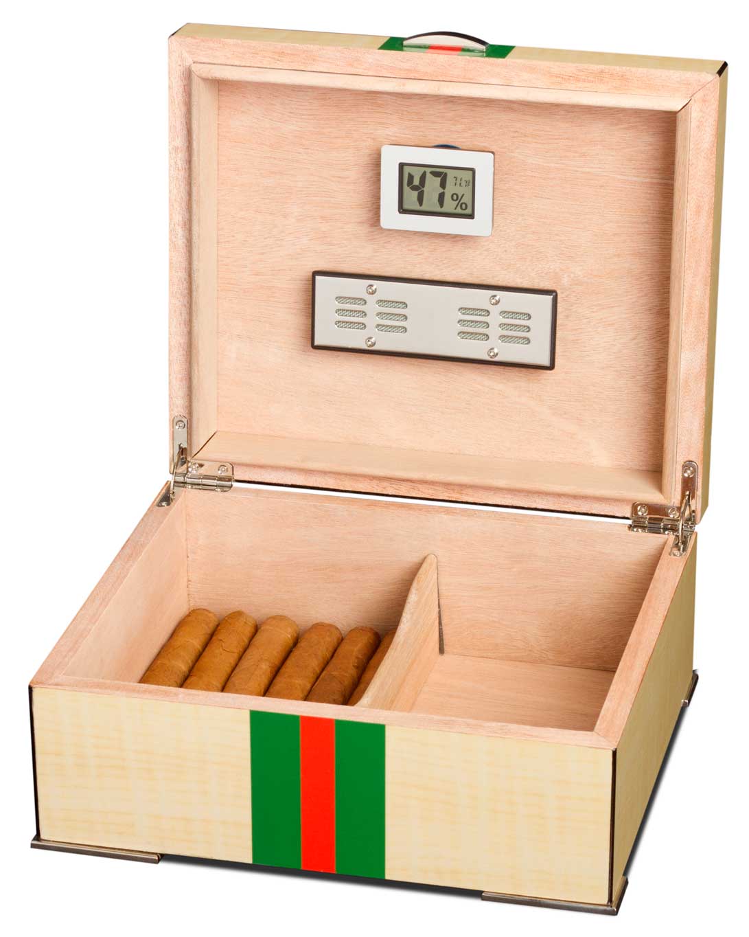Premium Regio 50 Cigar Humidor - Spanish Cedar Wood, Holds 50 Cigars, Ideal for Aging & Storing Cigars - Perfect for Home, Office, or Cigar Lounge Use