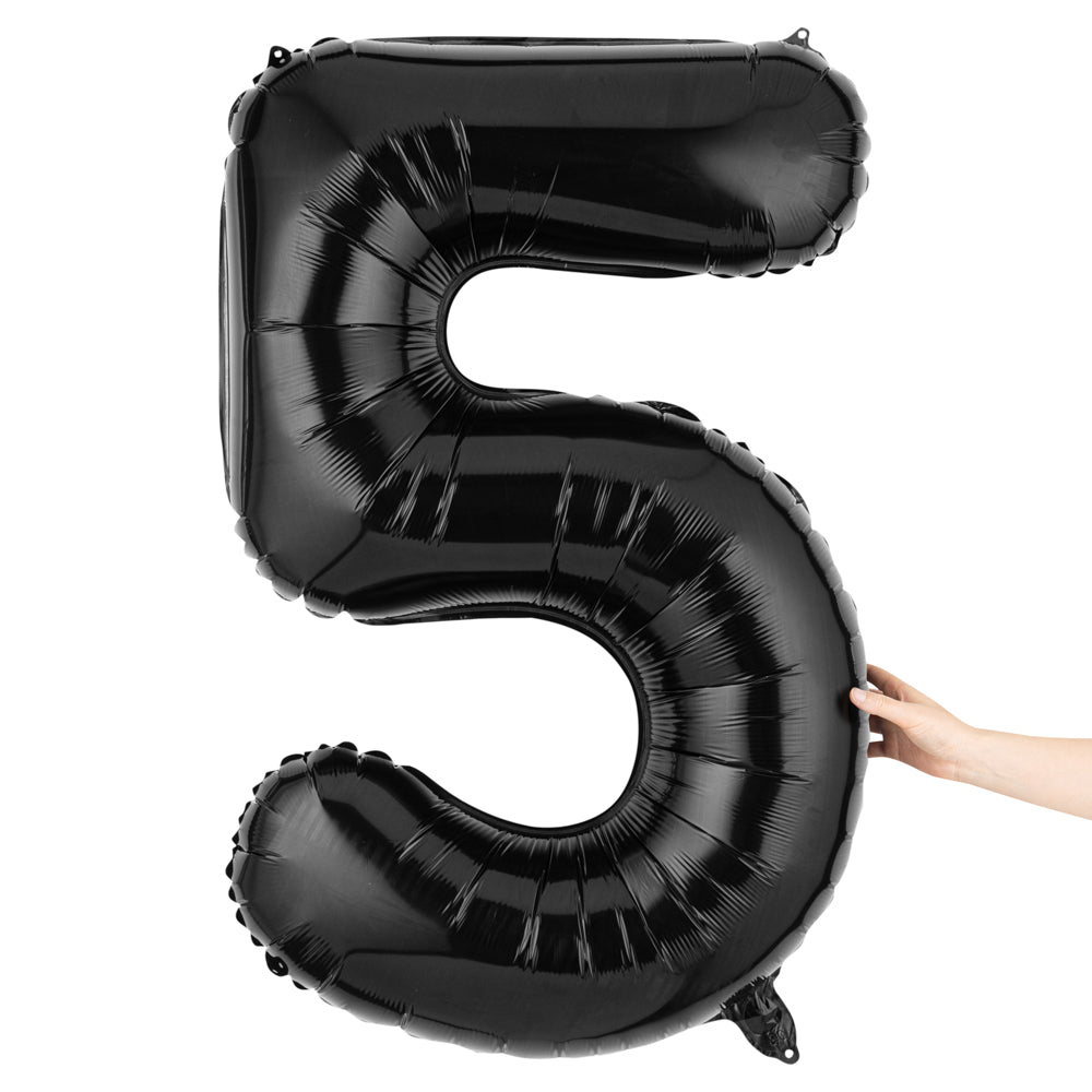 Balloonify Black Mylar Number 5 Balloon - 40 Inch Large Foil Balloon for Birthday Parties, Anniversaries & Celebrations - 1 Count Box