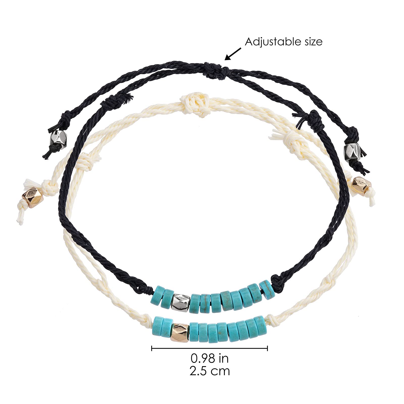 Turquoise Bead Soul Sister Bracelets - Best Friend Matching Friendship Bracelets for Women & Girls - Long Distance Gifts for BFFs - Birthday & Everyday Wear
