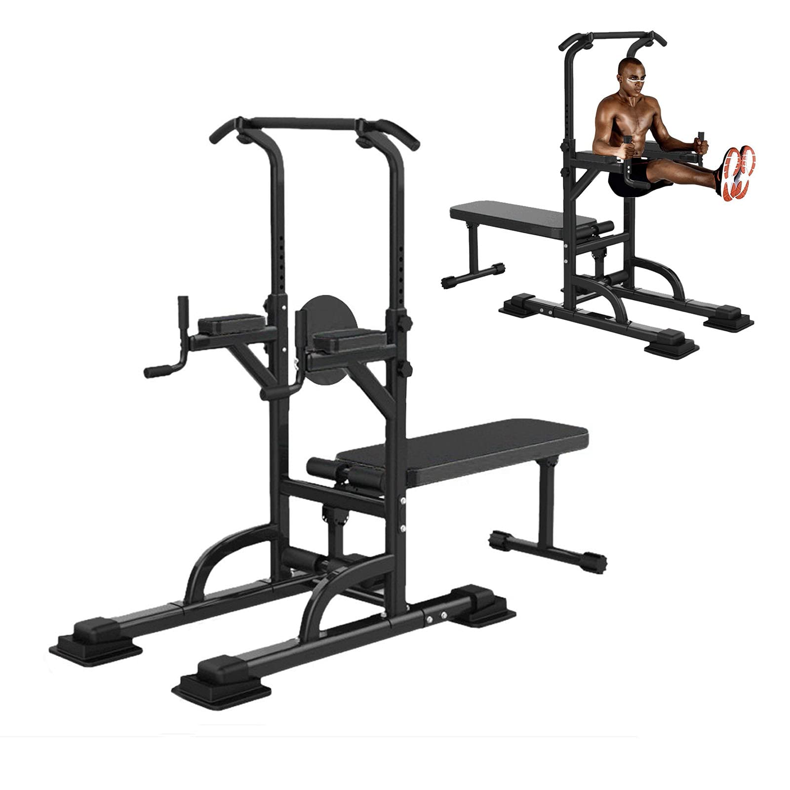 Xinqinghao Adjustable Power Tower with Bench - Multi-Functional Dip Station, Pull-Up Bar & Sit-Up Bench for Home Gym - Perfect for Strength Training, Core Workouts & Full-Body Exercises