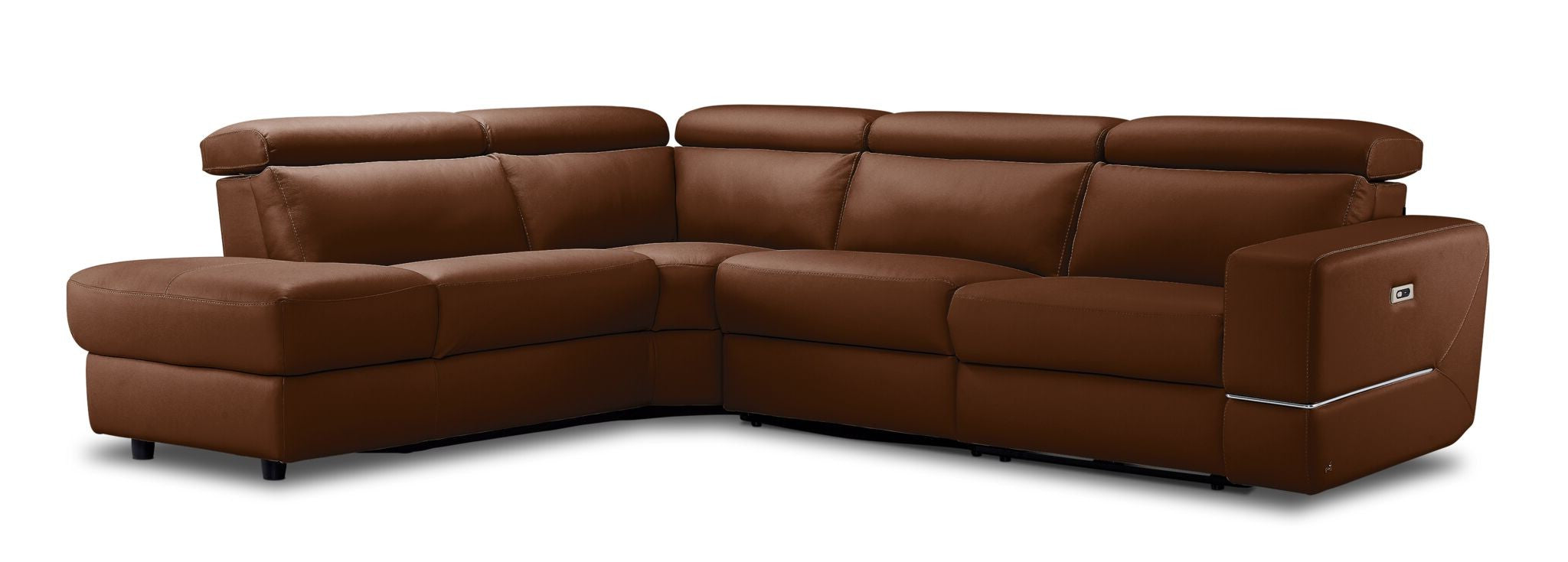 Bianca 3-Piece Power Reclining Sectional Sofa with Left-Facing Chaise in Cognac Leather - Perfect for Living Room, Home Theater & Family Gatherings
