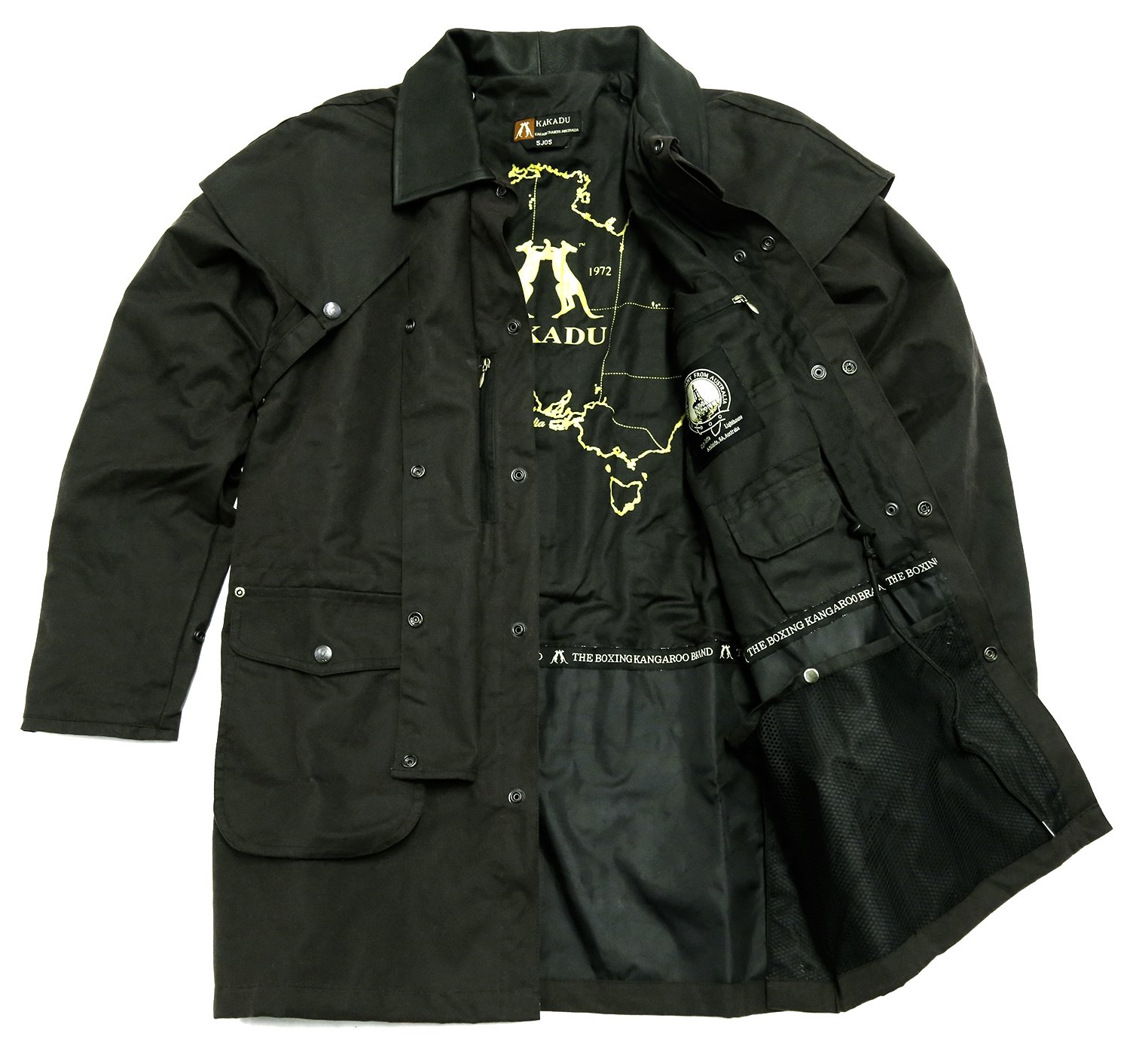 KAKADU Men's Oilskin Duster Jacket - Waterproof & Windproof Australian Outback Coat for Ranch Work, Hiking & Outdoor Adventures - Heavy Duty Warm Winter Jacket