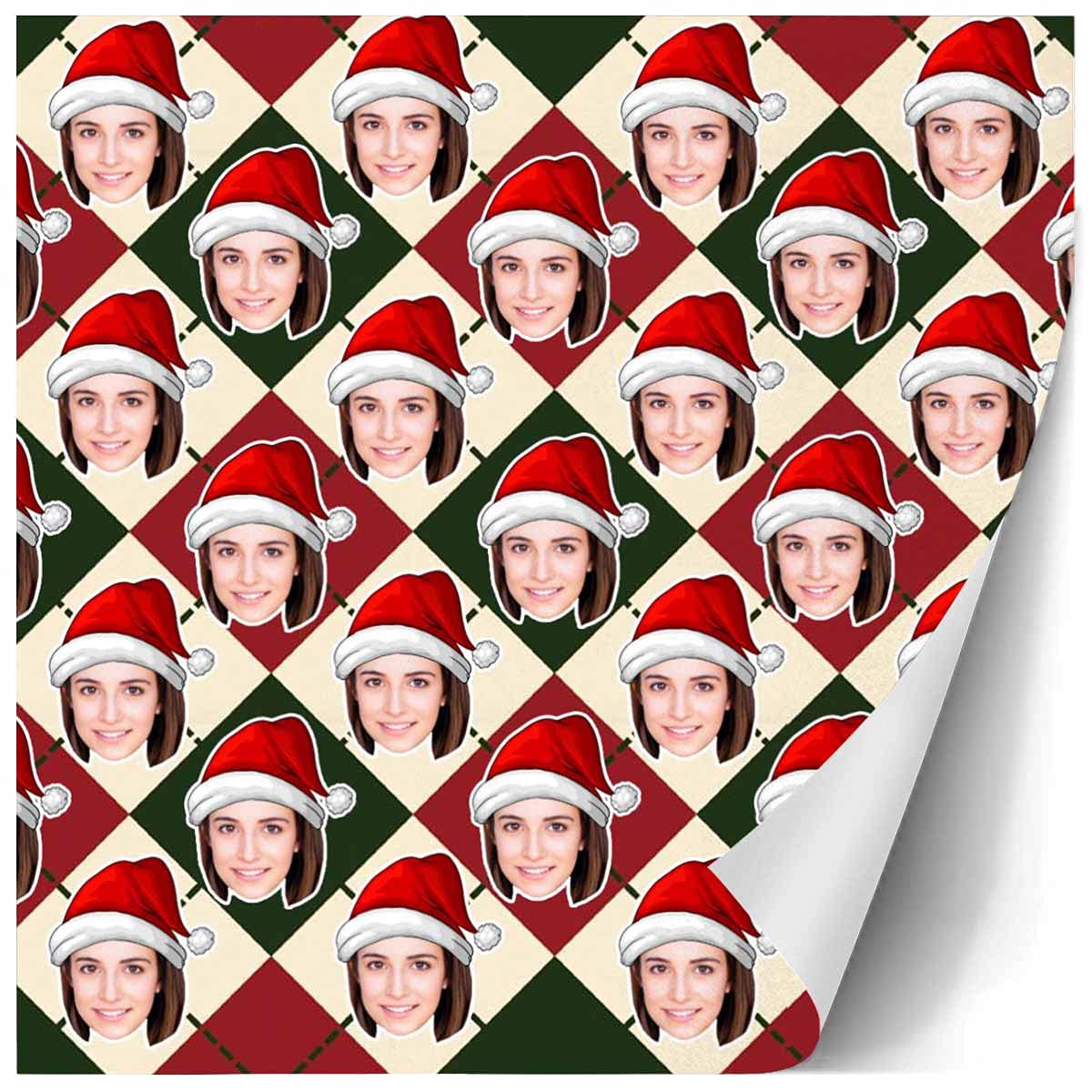 Custom Photo Wrapping Paper - Personalized Christmas Gift Wrap with Santa Hat | Valentine's Day, Birthday, Anniversary Present | 58