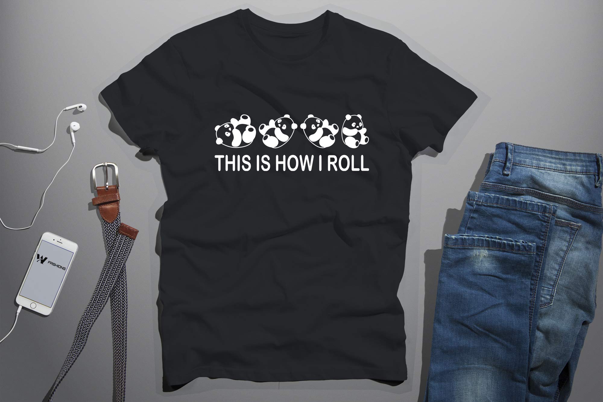 Funny Sarcastic 'This is How I Roll' Panda T-Shirt for Men - Cute Rolling Panda Graphic Tee - Perfect for Casual Wear, Gifts & Sarcasm Lovers