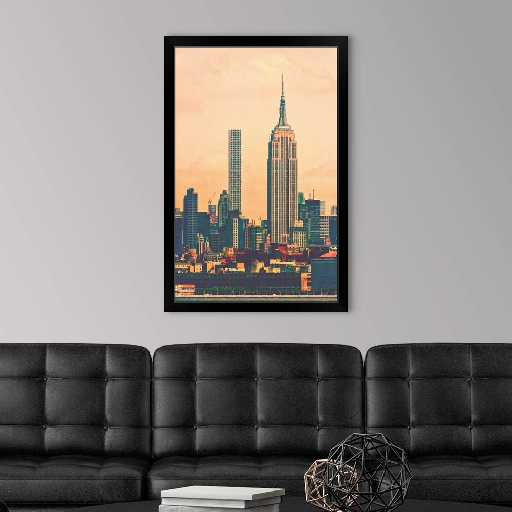 Empire State Building & 432 Park Ave Black Framed Art Print - New York City Skyline Wall Decor for Home & Office