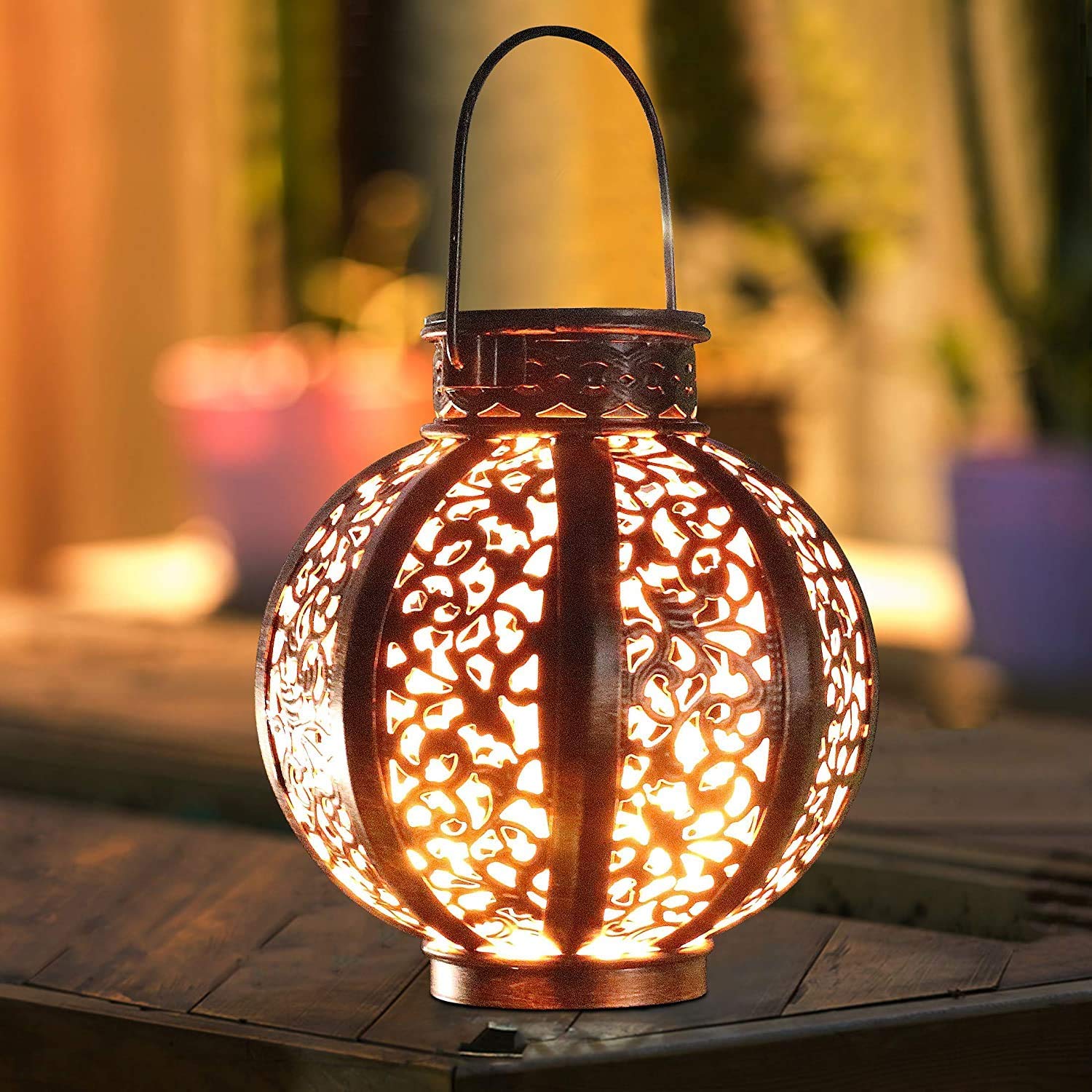 2 Pack Hanging Solar Lanterns - Outdoor Solar Powered Garden Lights for Patio, Trees, Fence & Yard Decor - 6 Lumens Warm Brown - Perfect for Backyard, Garden, Pathway & Outdoor Parties