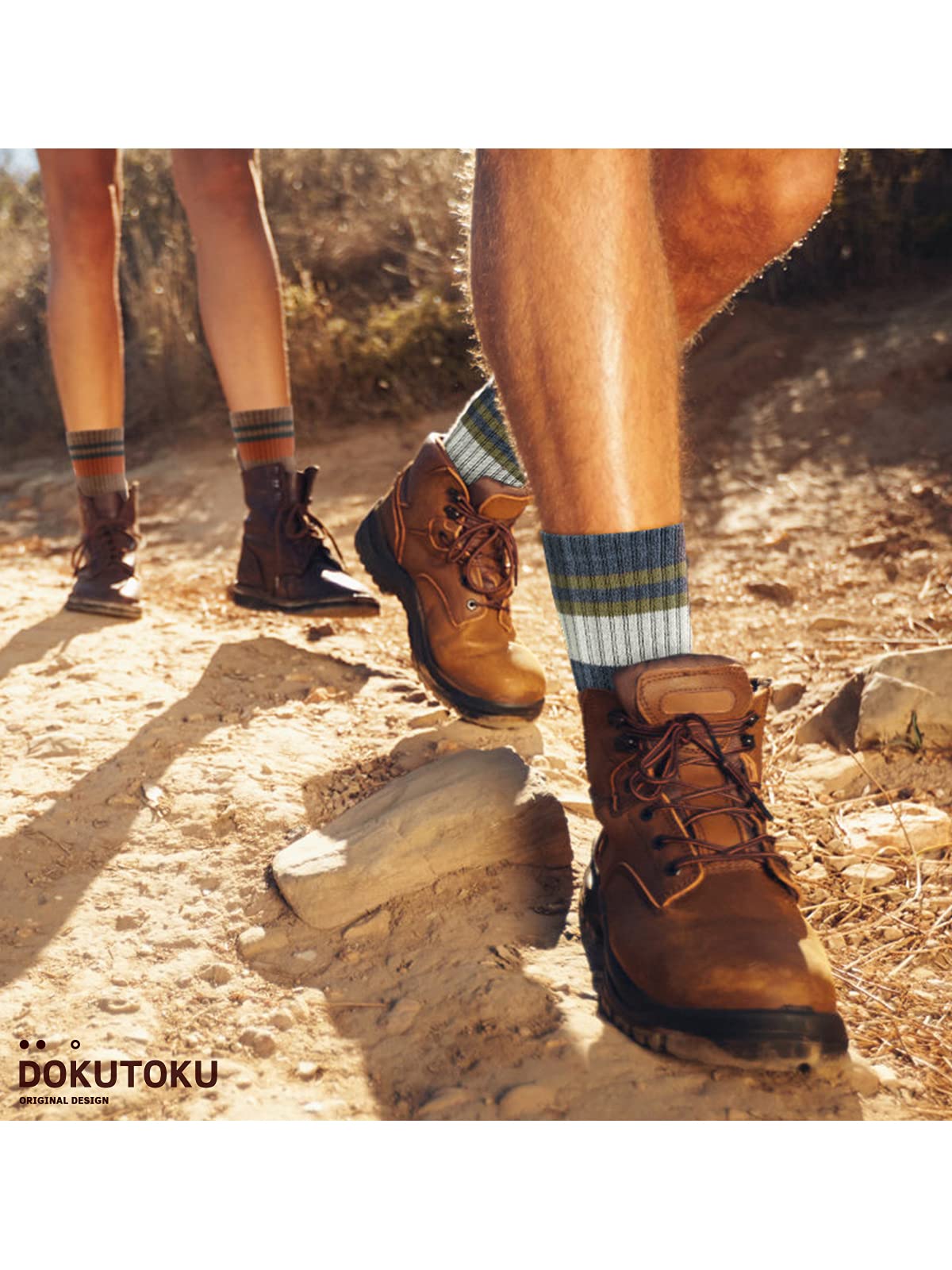 DOKUTOKU Men's Hiking Socks - Moisture Wicking Cushioned Crew Socks for Outdoor, Trekking & Athletic Boots - Perfect for Hiking, Camping & Mountain Climbing