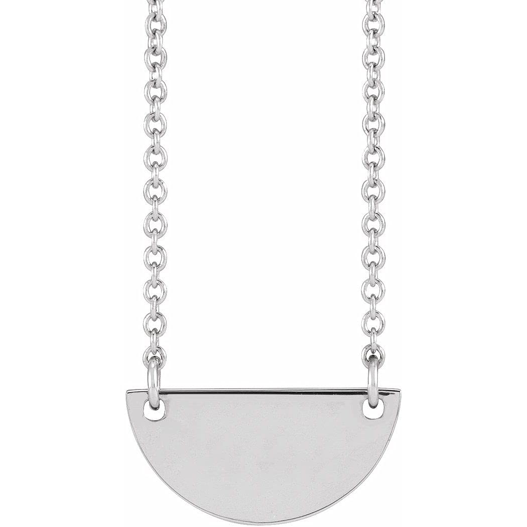 925 Sterling Silver Customizable Engravable Half Moon Necklace - 13x6.6mm Polished Celestial Jewelry for Women, 16-18 Inch Chain, Perfect Gift for Birthday, Anniversary & Valentine's Day | Elegant Everyday Wear & Special Occasion Jewelry
