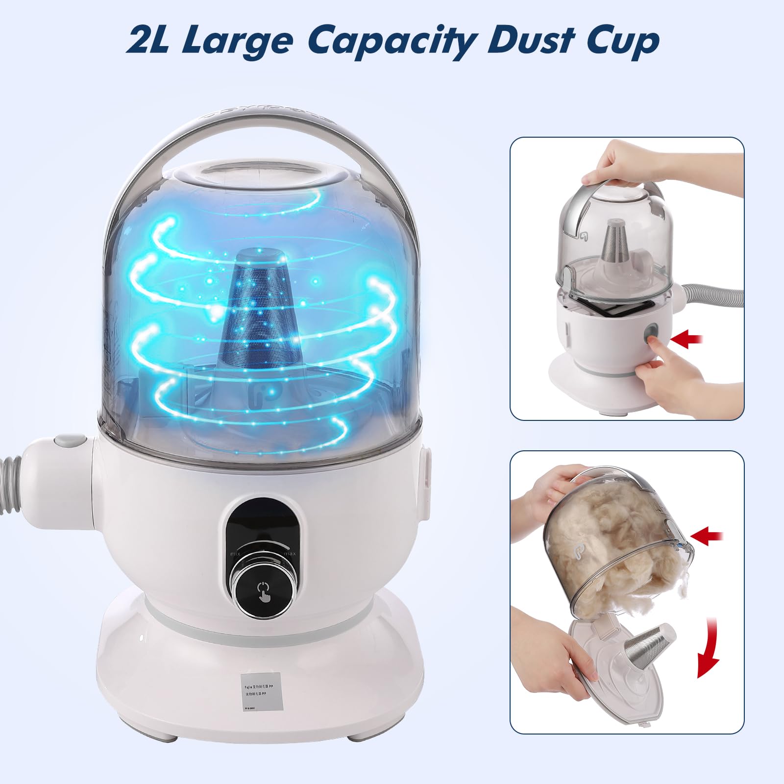 6-in-1 Pet Grooming Vacuum with 3 Suction Modes & Large Dust Cup - Dog Hair Vacuum for Shedding, Grooming & Cleaning - Perfect for Home Pet Care & Professional Grooming Salons