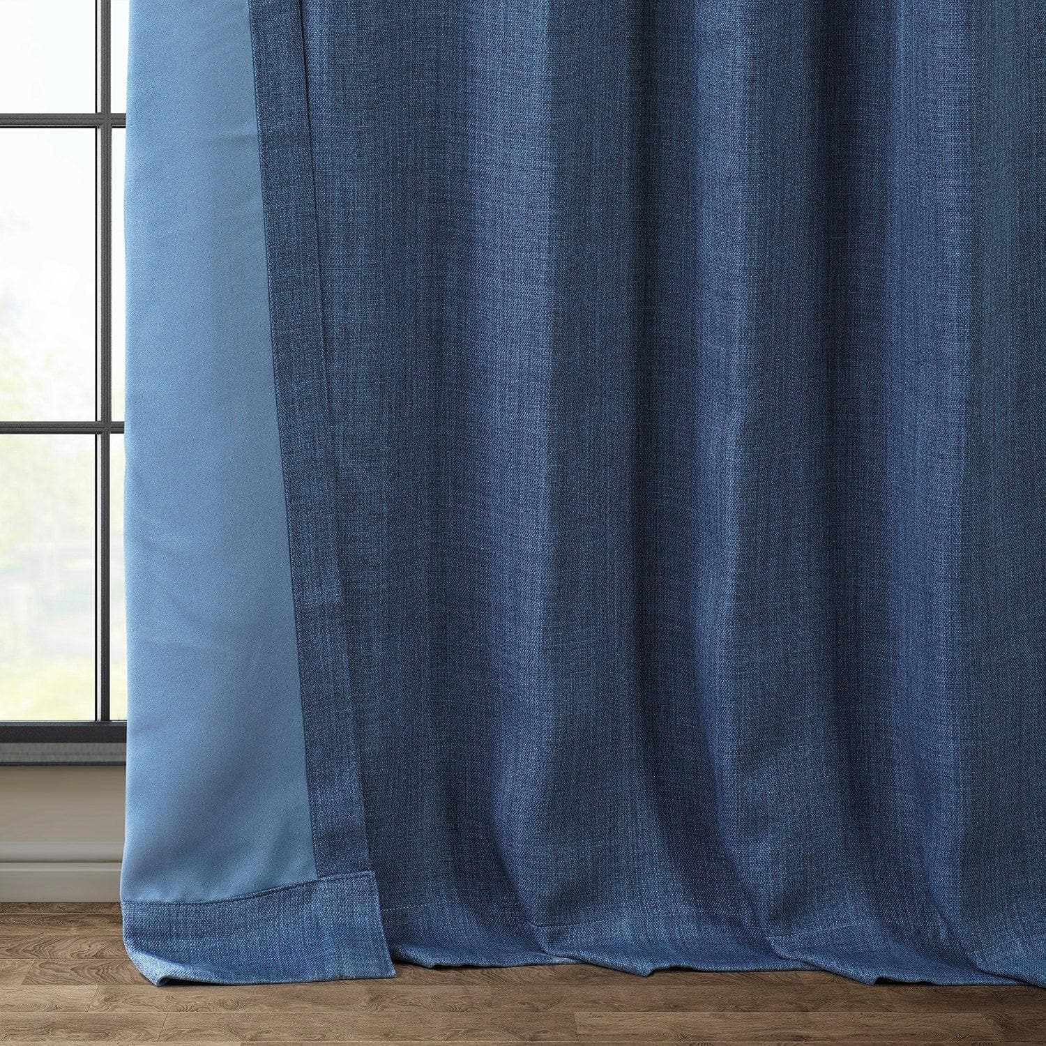 Stylish Denim Textured Faux Linen Blackout Curtains for Bedroom & Living Room - Light Blocking Window Treatment for Better Sleep & Privacy