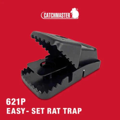 Catchmaster Easy Set Rat Snap Trap (621P) - Heavy Duty Rodent Control for Home, Garage & Basement - Quick & Humane Mouse Trap for Indoor & Outdoor Use