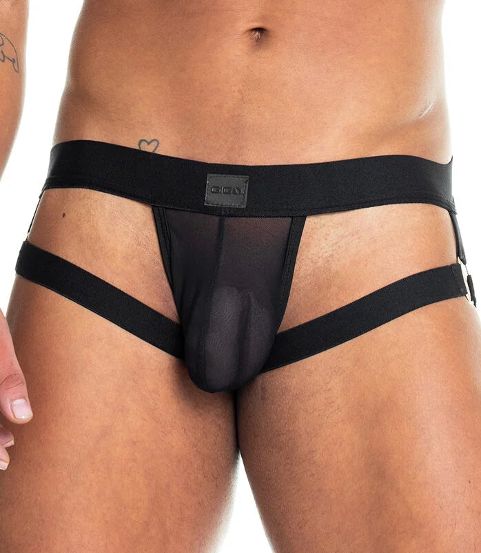 **Gigo Skin Jockstrap - Breathable Mesh Underwear for Men, Black - Comfortable Support for Sports, Gym & Active Lifestyle**