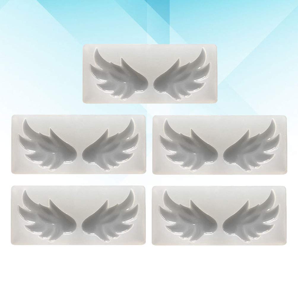 5pcs Wing Silicone Molds for DIY Jewelry, Chocolate, Gummies, Resin, Cookies & Pastry - Perfect for Necklace Pendants, Cake Decorations & Crafting Projects