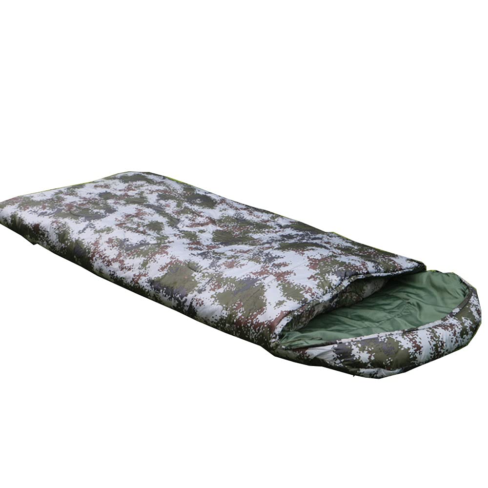 Camouflage Sleeping Bag for Adults - Warm Cotton Envelope Sleeping Bag for Indoor & Outdoor Camping - Thickened Lightweight Waterproof Sleeping Bag for Autumn Winter Hiking, Backpacking, and Emergency Preparedness