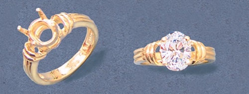 Solid Sterling Silver or 14kt Gold 9x7mm Oval Banded Shank Ladies Ring Setting - Size 7 (163830/143830) - Perfect for Engagement, Wedding, Anniversary & Everyday Jewelry