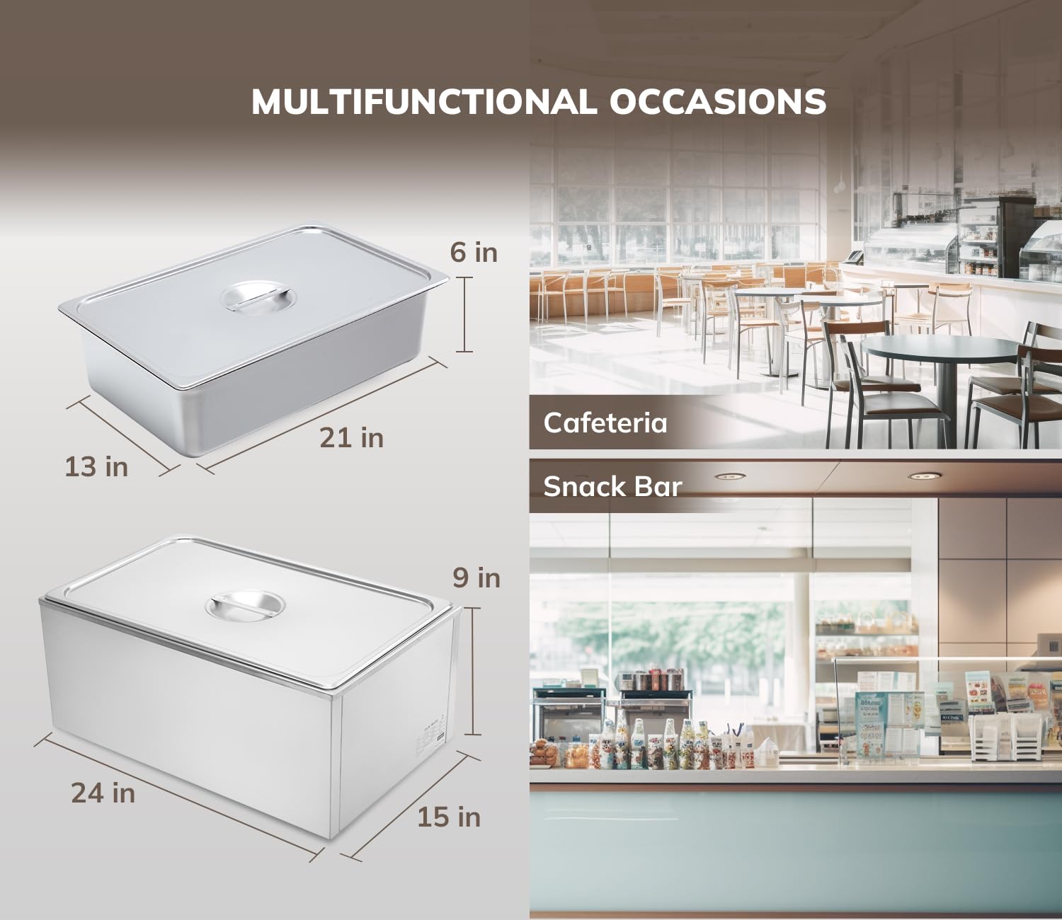 Commercial Grade Stainless Steel Bain Marie Buffet Food Warmer - 1 Section Steam Table for Catering, Restaurants & Buffets | Keep Food Hot for Events, Parties & Food Service