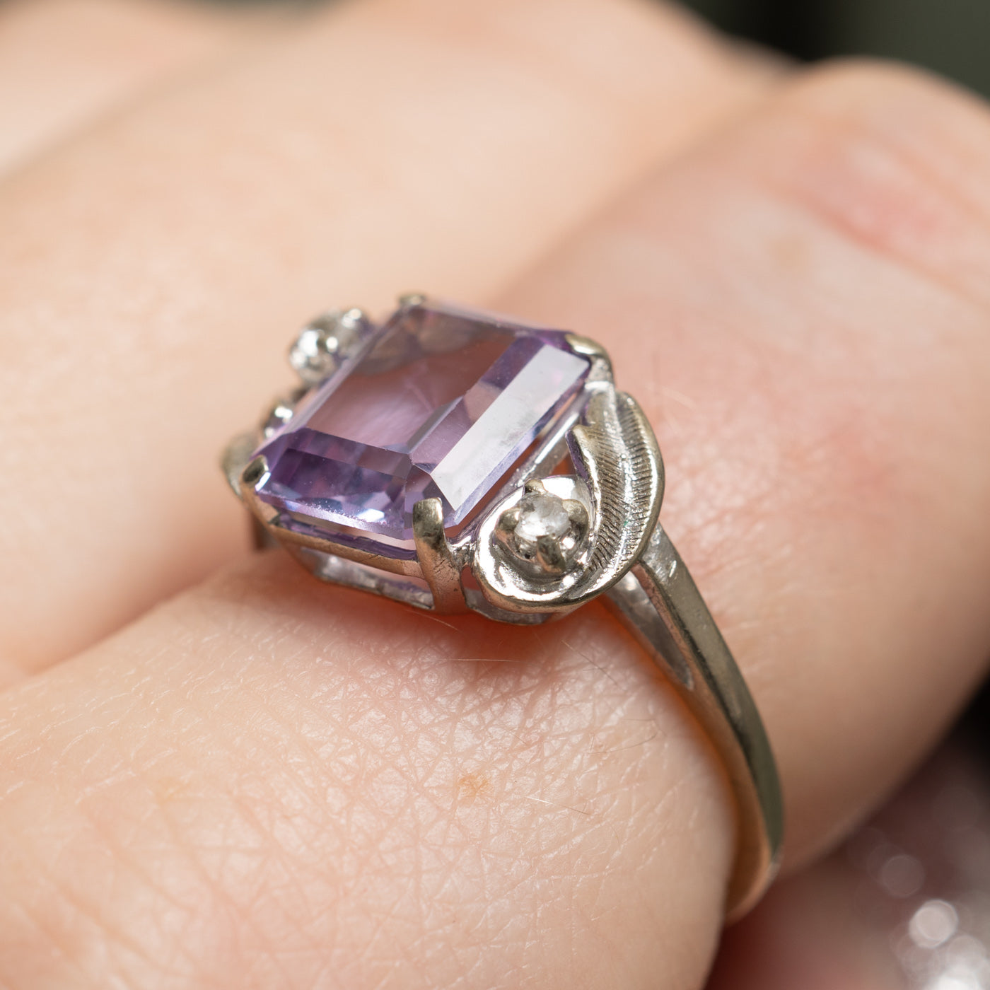 3.60ct Synthetic Purple Sapphire & Spinel Ring with 0.04ctw Accents - Size 6.25 - Elegant Jewelry for Women, Perfect for Weddings, Anniversaries & Special Occasions