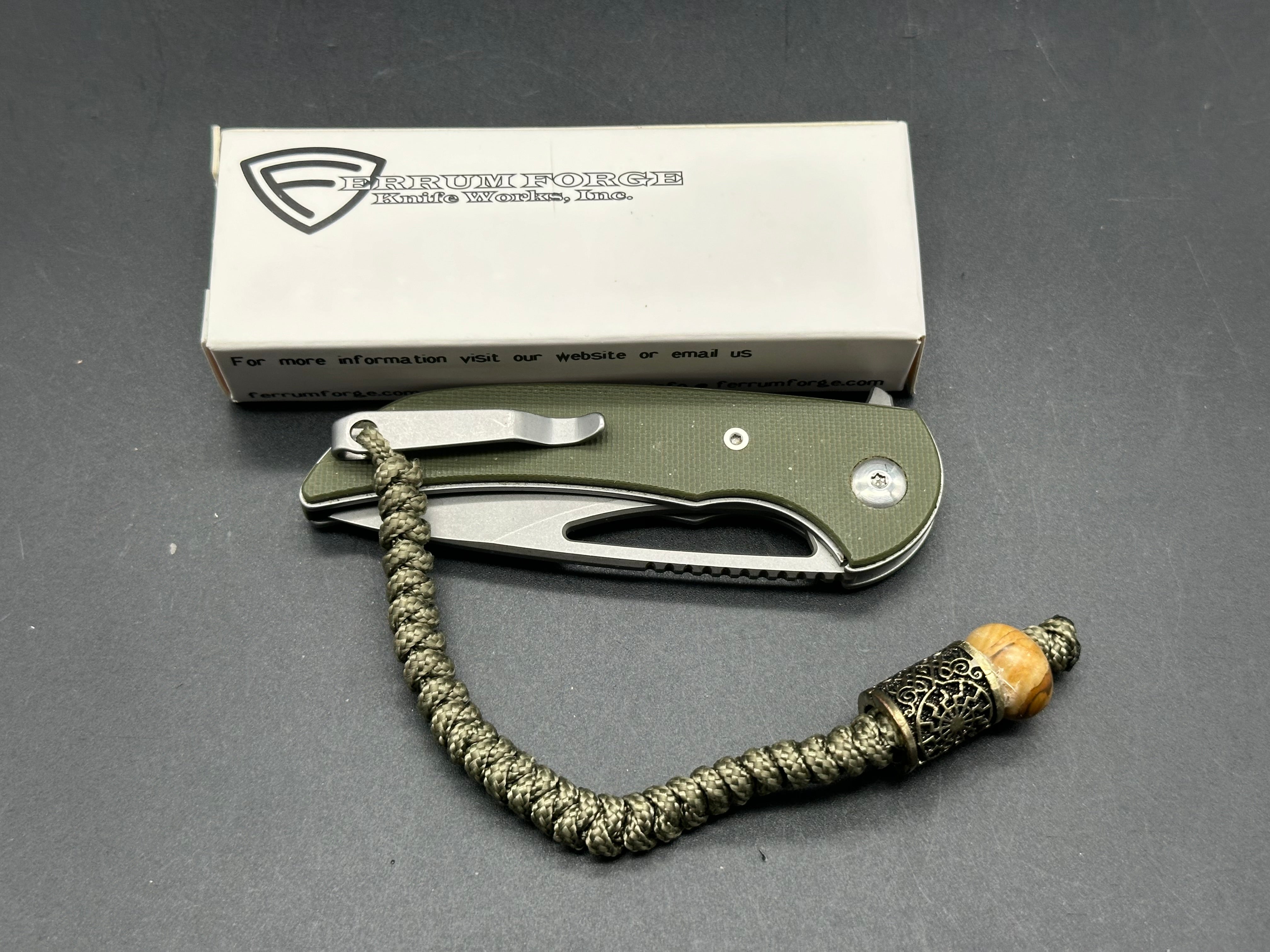 Ferrum Forge Mini Archbishop Folding Knife - Green G10 Handle, 9CR18MOV Stainless Steel Blade - EDC, Camping, Outdoor Survival Tool