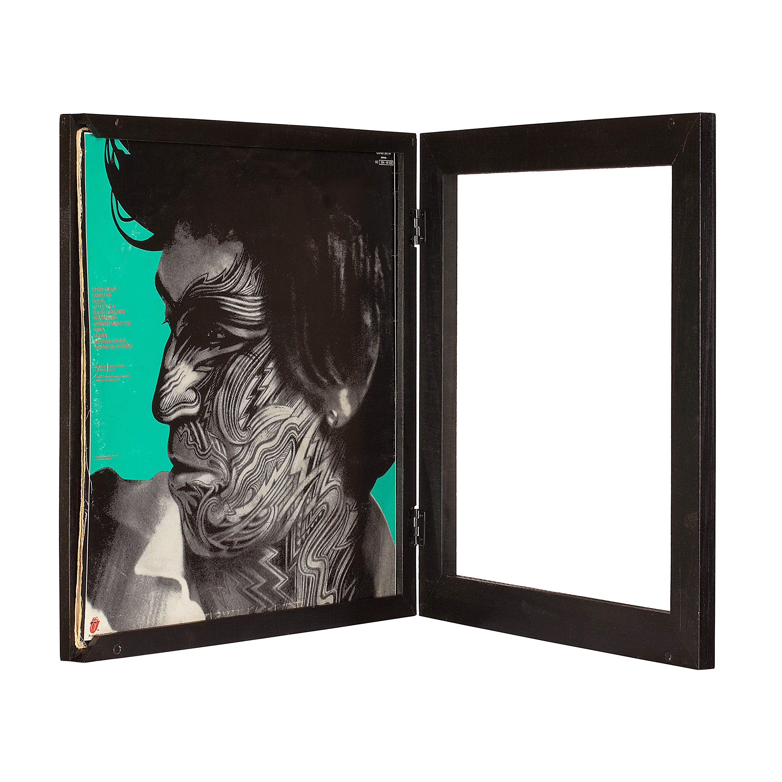 KAIU Solid Wood Vinyl Record Frame – 13.8 x 13.6 x 2 Inch Wall Mount Album Display with Clear Acrylic Cover – BLACK – Perfect for Home Decor, Music Room, and Vinyl Collection Display
