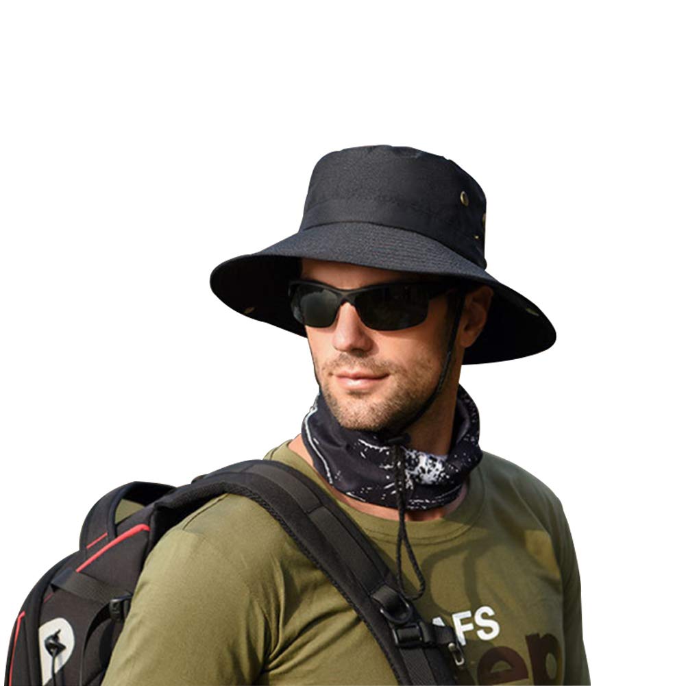 YC Men's Sun Hat - UPF 50+ Wide Brim Bucket Hat, Waterproof & Breathable Fishing Cap for Outdoor Activities - Perfect for Beach, Hiking, and Summer Travel
