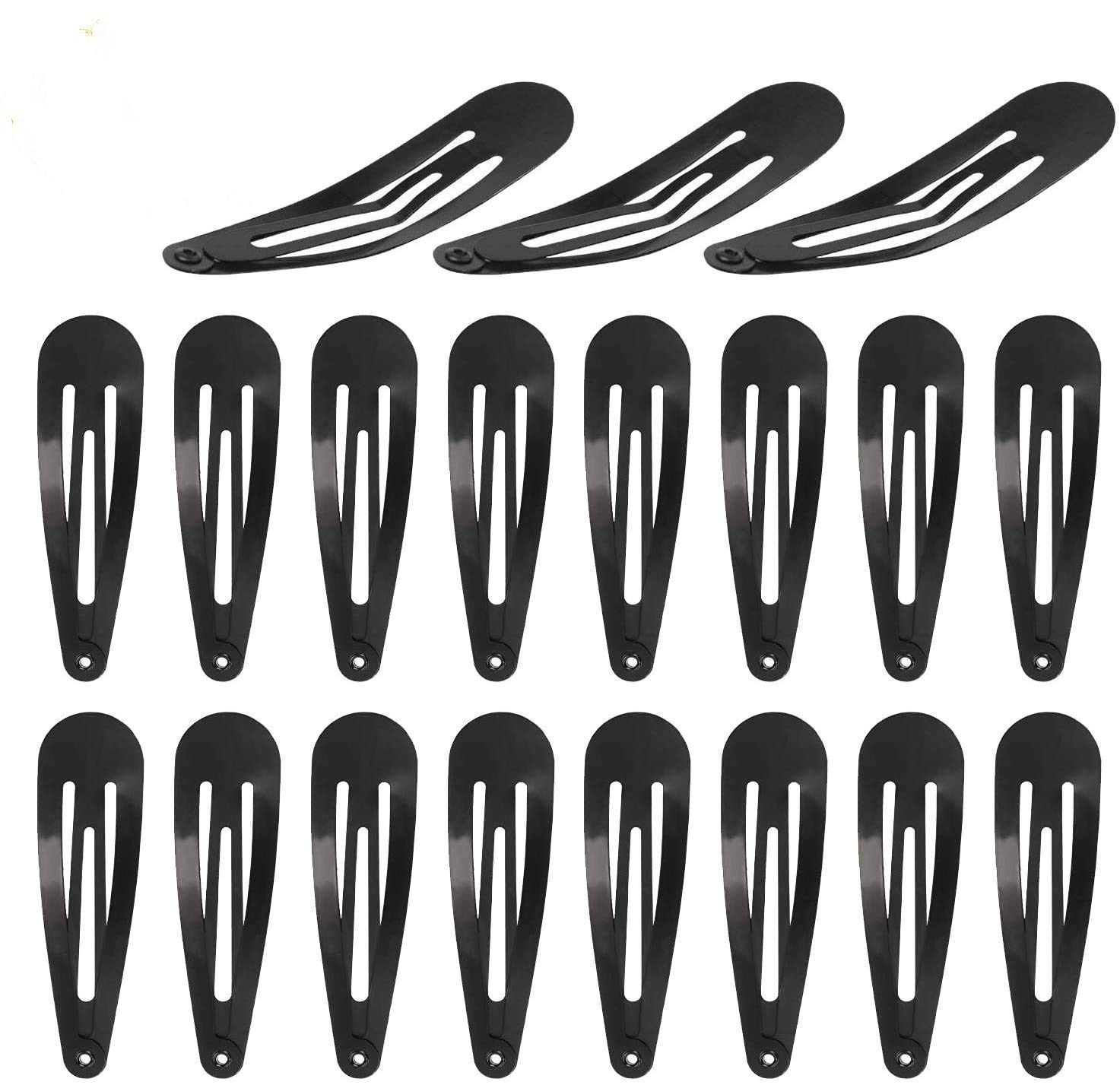 MOOLYAVAAN No-Slip Metal Snap Hair Clips for Women & Kids - 20 Pack Small Black Barrettes for Short Hair | Secure Hold for School, Work, and Daily Styling