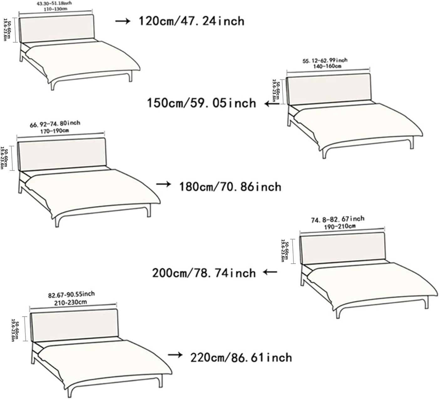 Stretch Headboard Cover for Queen & King Size Beds - Jacquard Slipcover with Anti-Slip Design, Dustproof Protector (Light Gray, Cal King 70.8in/180cm) - Perfect for Bedroom Decor & Headboard Protection