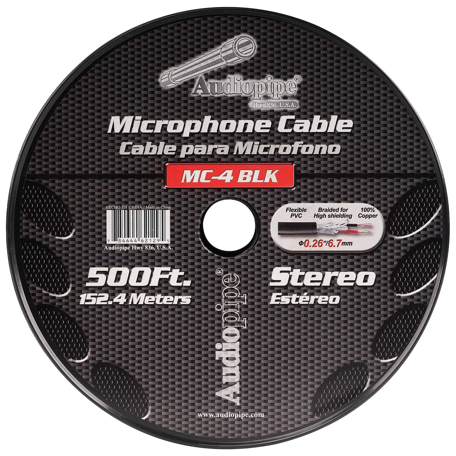 500 Ft Microphone Cable (MC 4 BLK) - Professional XLR Audio Cable for Studio Recording, Live Performances & DJ Equipment - Durable Shielded Cord for Clear Sound Transmission