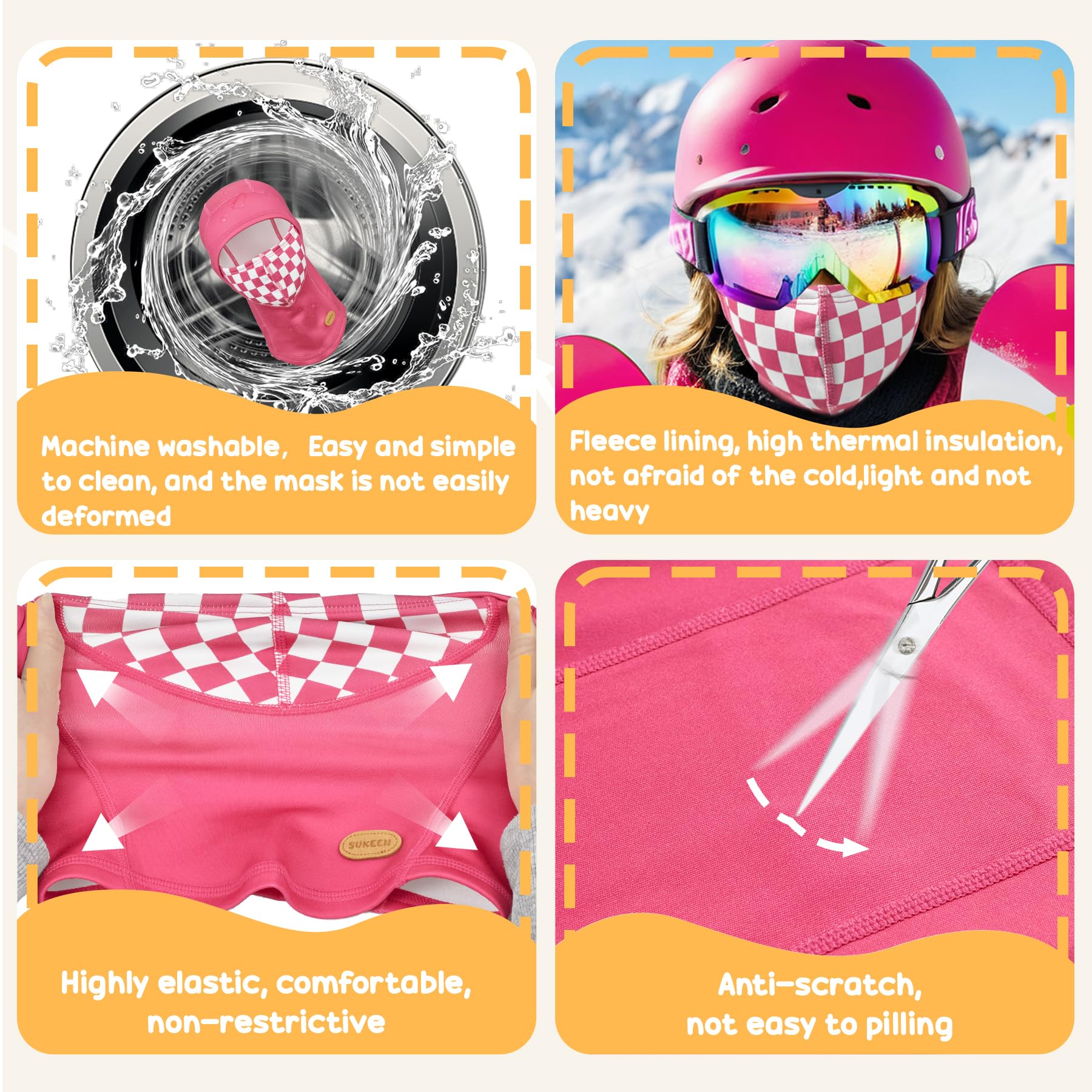 Sukeen Kids Winter Balaclava Ski Mask - Breathable Face Cover & Neck Gaiter for Boys & Girls - Warm Cold Weather Protection for Skiing, Snowboarding & Outdoor Activities