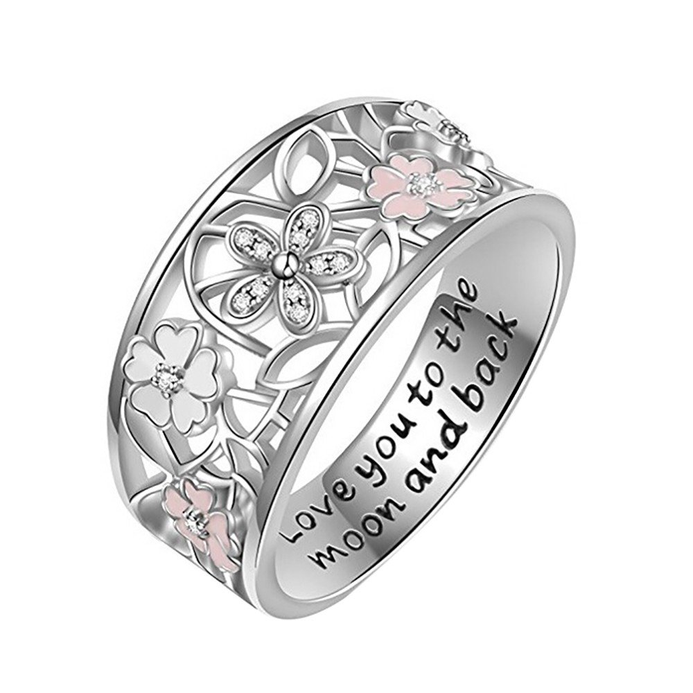 Elegant Cherry Blossom Wedding Ring for Women - Floral Engagement Band Jewelry with Unique Drilling Design - Perfect for Bridal, Anniversary, and Romantic Occasions