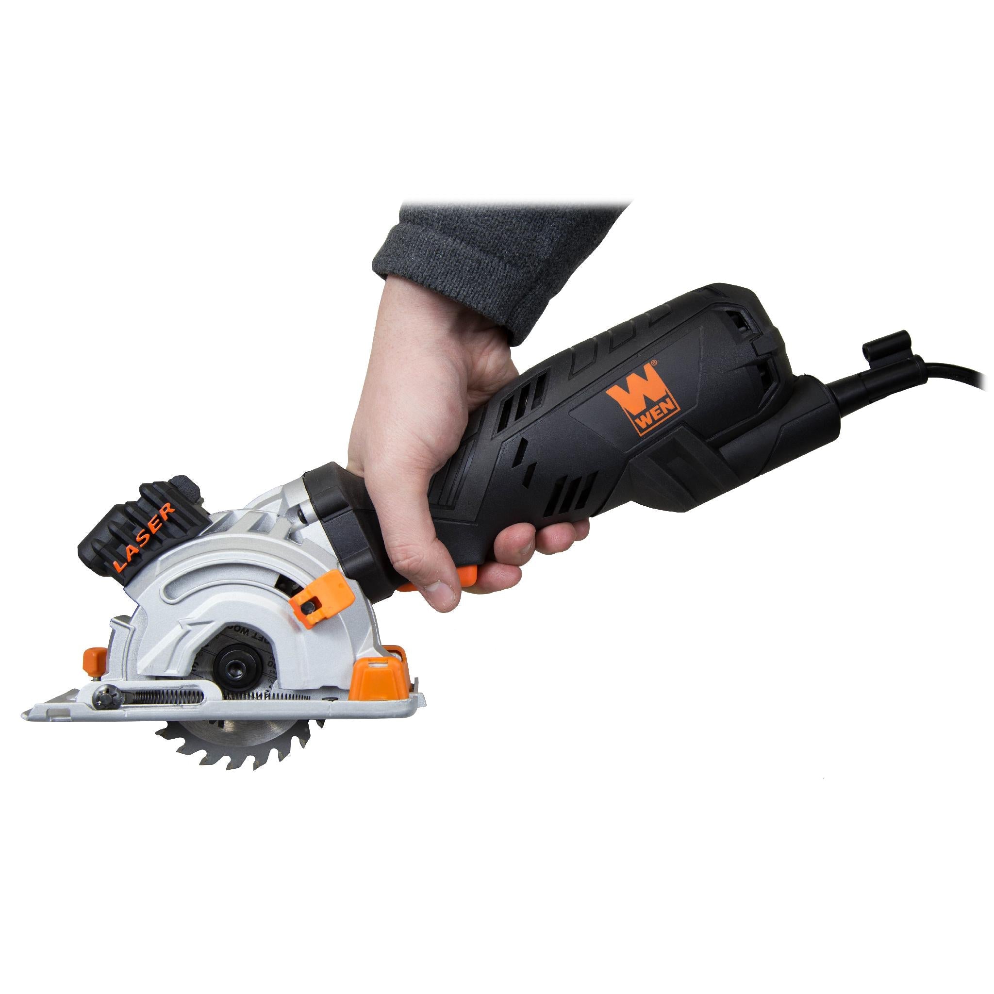 WEN R3620 5 Amp 3.5 Inch Compact Plunge Cut Circular Saw with Laser Guide - Includes Carrying Case & 3 Blades (Refurbished) - Perfect for DIY Projects, Woodworking, and Home Renovations