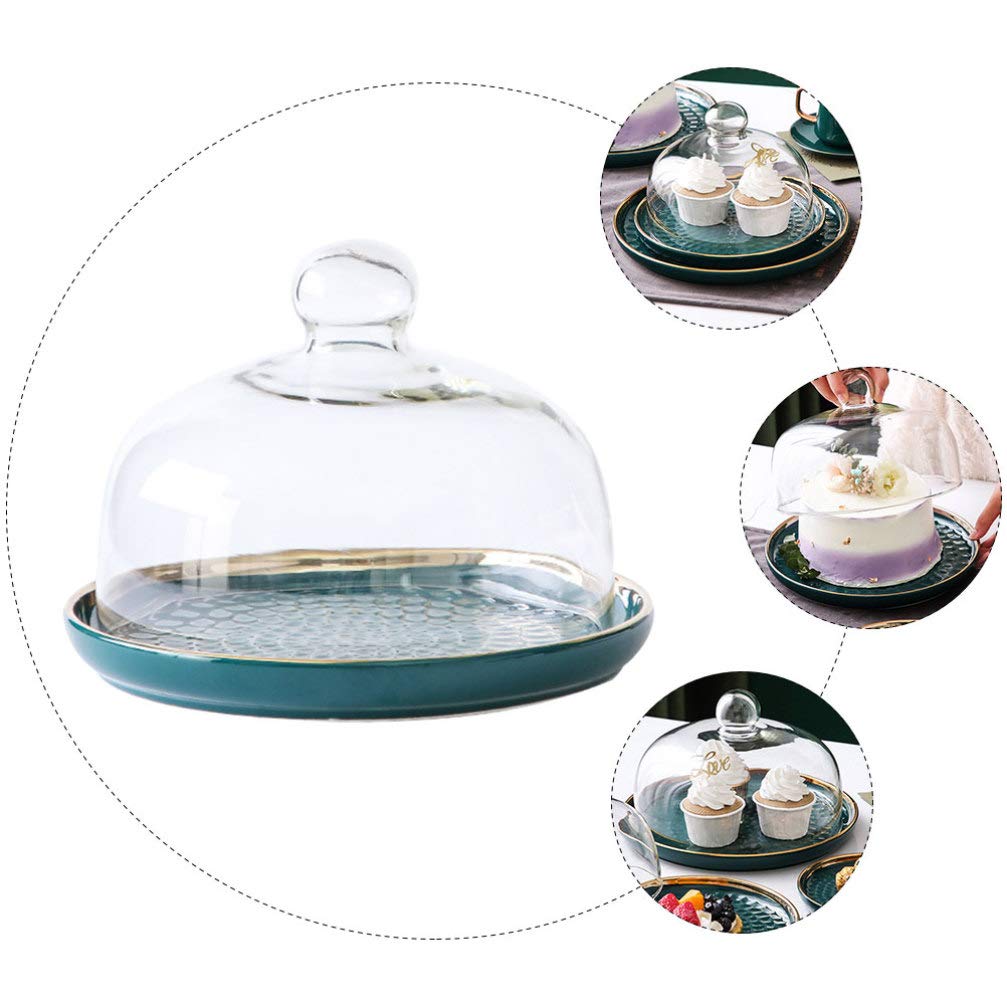 Mini Cake Stand with Glass Dome - Elegant Cupcake Display Holder for Desserts, Pastries, Cheese | Perfect for Weddings, Birthdays & Party Dessert Displays | Durable Cake Plate Rack with Cloche Cover for Stylish Serving