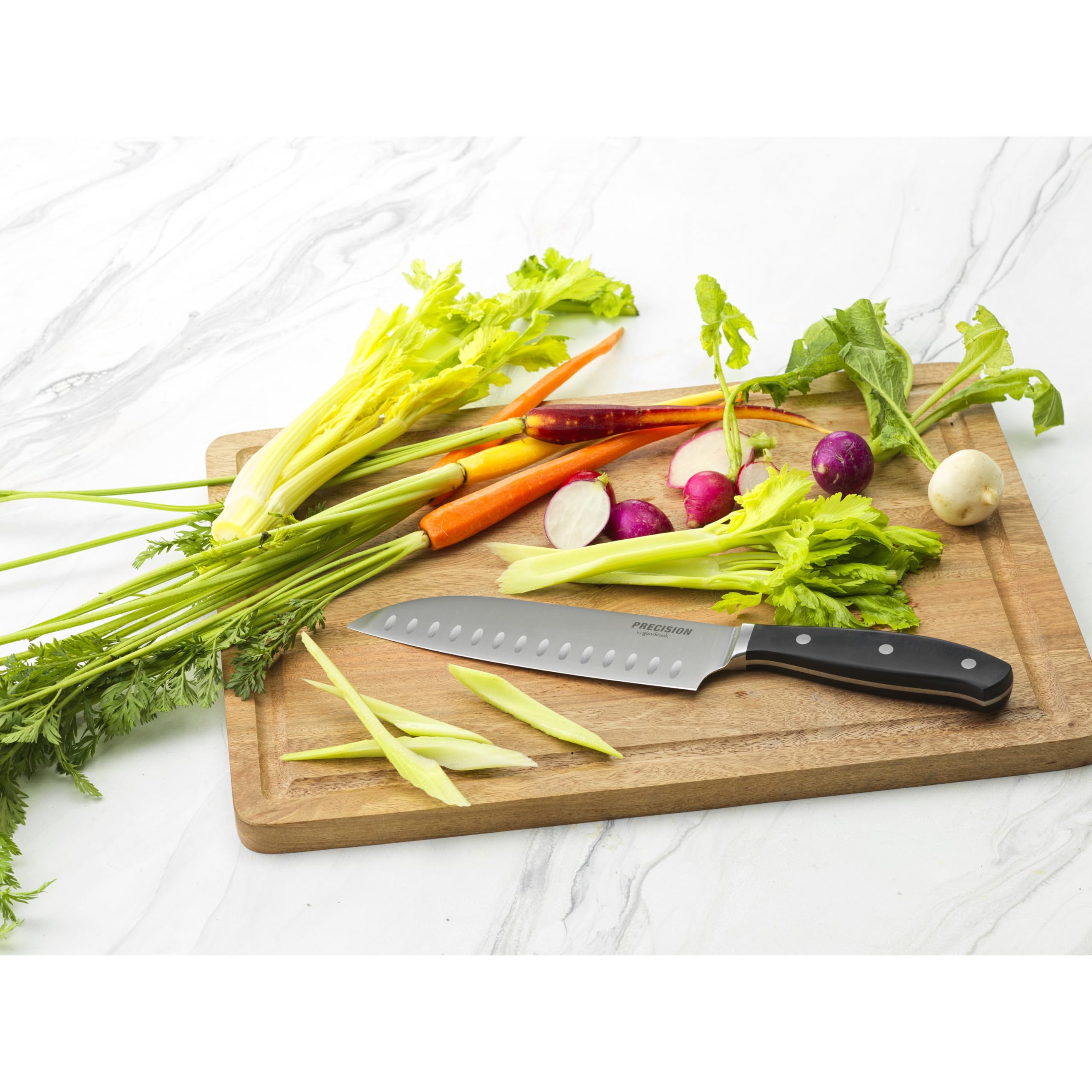 GoodCook Precision Santoku Knife 7 Inch - Ultra Sharp Japanese Kitchen Knife for Slicing, Dicing & Chopping - Perfect for Vegetables, Meat & Sushi - Ergonomic Handle for Comfortable Cooking