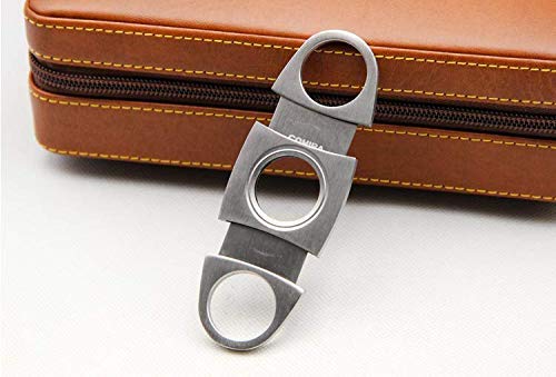 Premium Brown Leather Travel Humidor Case - Holds 4-6 Cigars with Cedar Wood Lining, Cutter & Lighter Gift Set - Perfect for Business Travel, Gifts & Cigar Enthusiasts