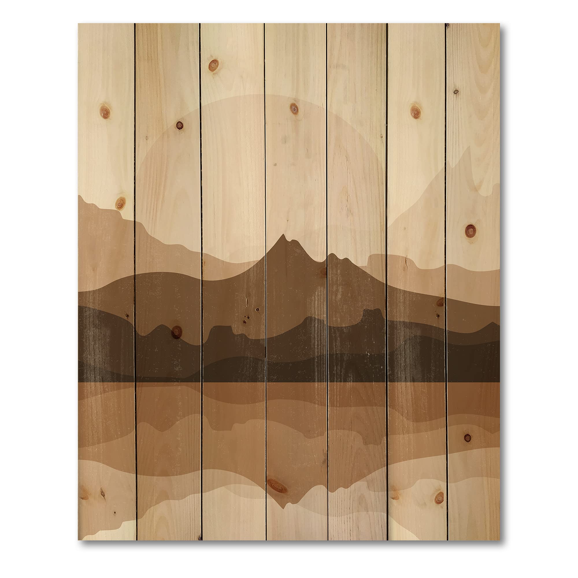 DesignQ Minimalist Terracotta Landscape Modern Wood Wall Art - Large Abstract Wood Wall Panels Printed on Natural Pine - Contemporary Home & Office Decor for Living Room, Bedroom, Dining Area