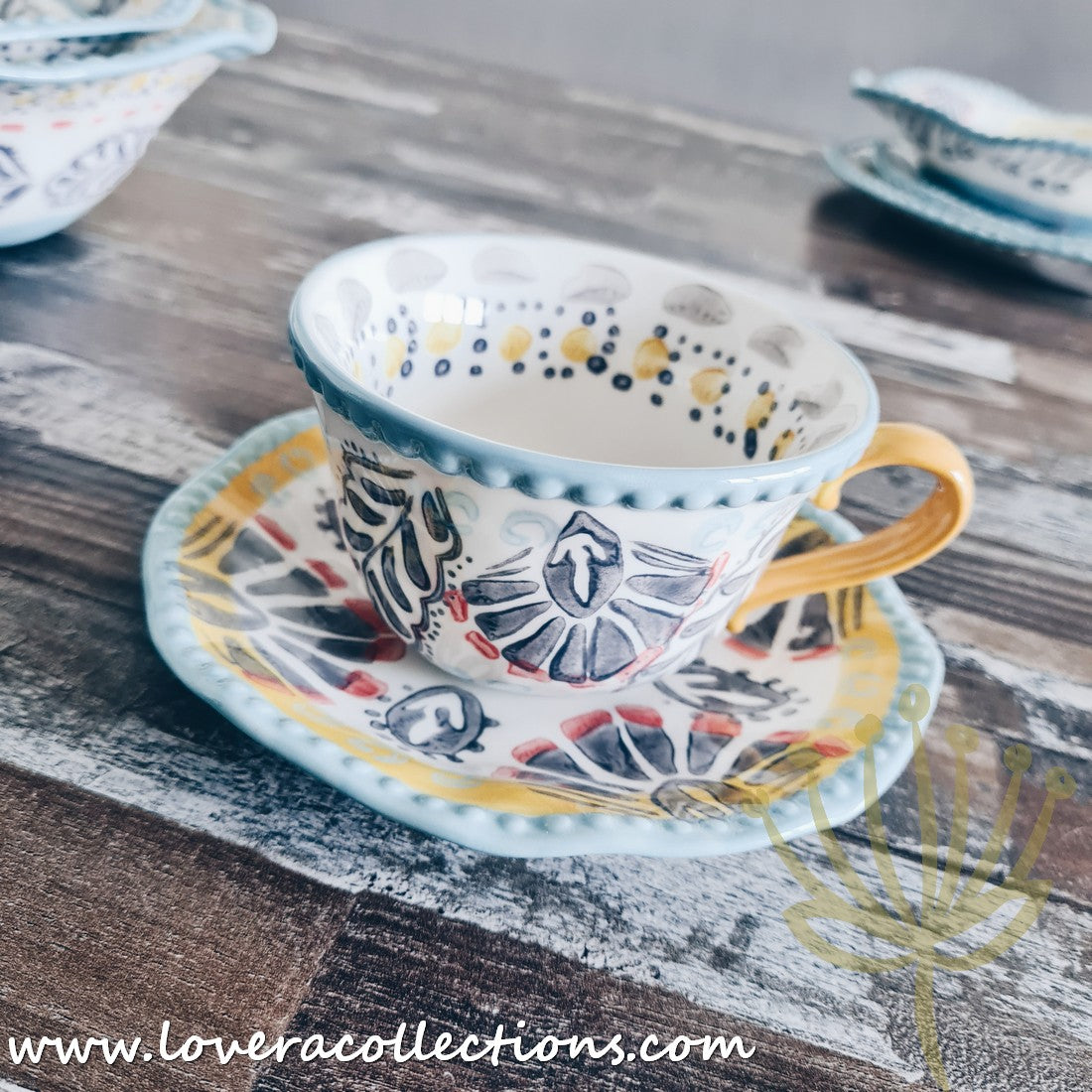 Stylish Afrocentric Light Blue Dinnerware & Serveware Set - Perfect for Family Dinners, Entertaining Guests & Cultural Celebrations