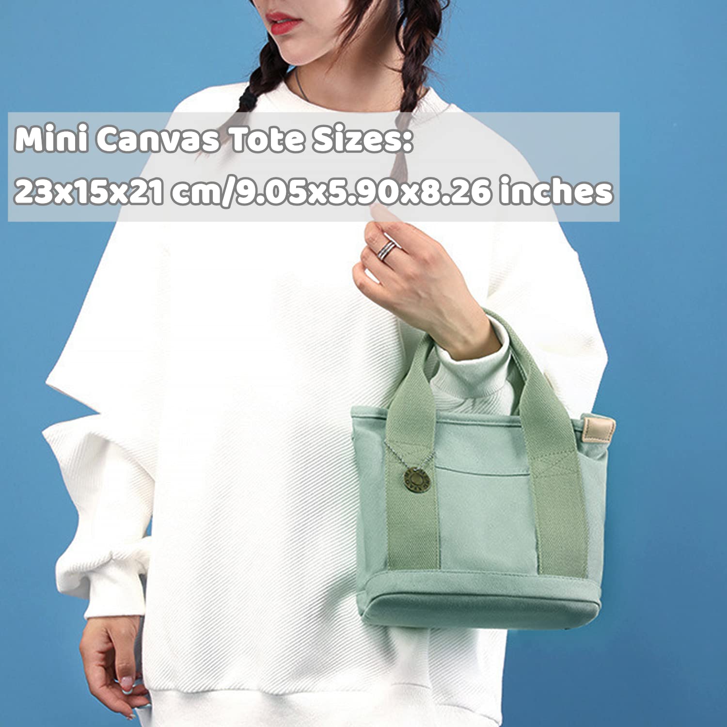 Women's Canvas Tote Bag with Zipper - Crossbody Purse for Work & Travel