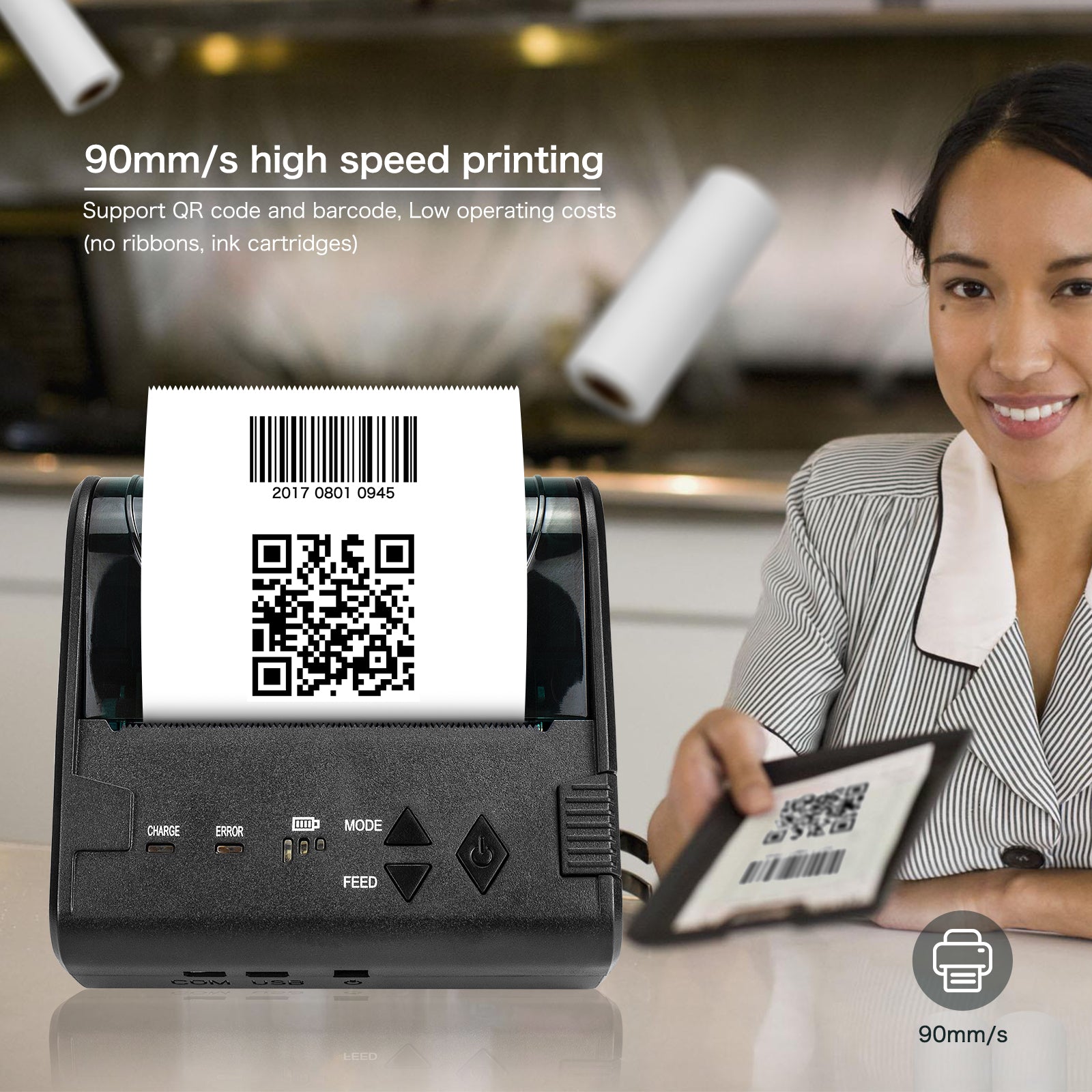 NT 8003DD 80mm Thermal Printer for Receipts & Labels - High-Speed USB/Bluetooth POS Printing for Retail, Restaurant & Warehouse Use